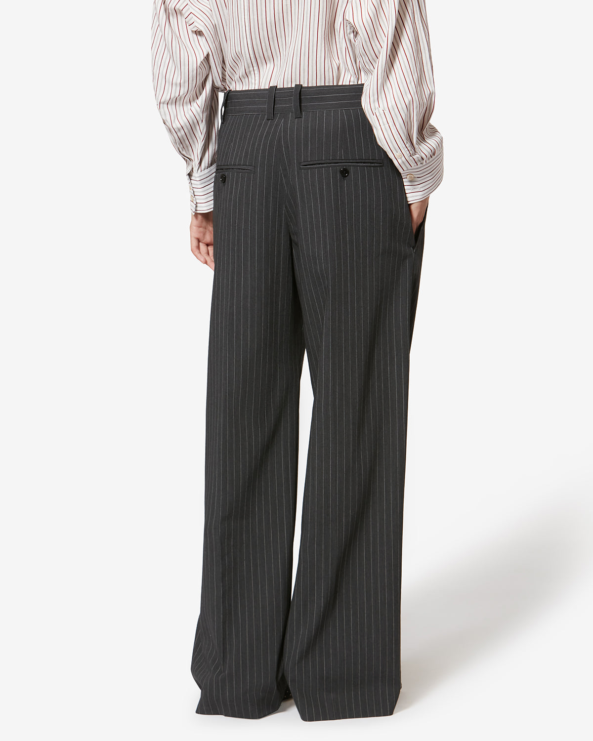 Lisetta virgin wool tennis stripe suit pants - Anthracite - Woman - 4