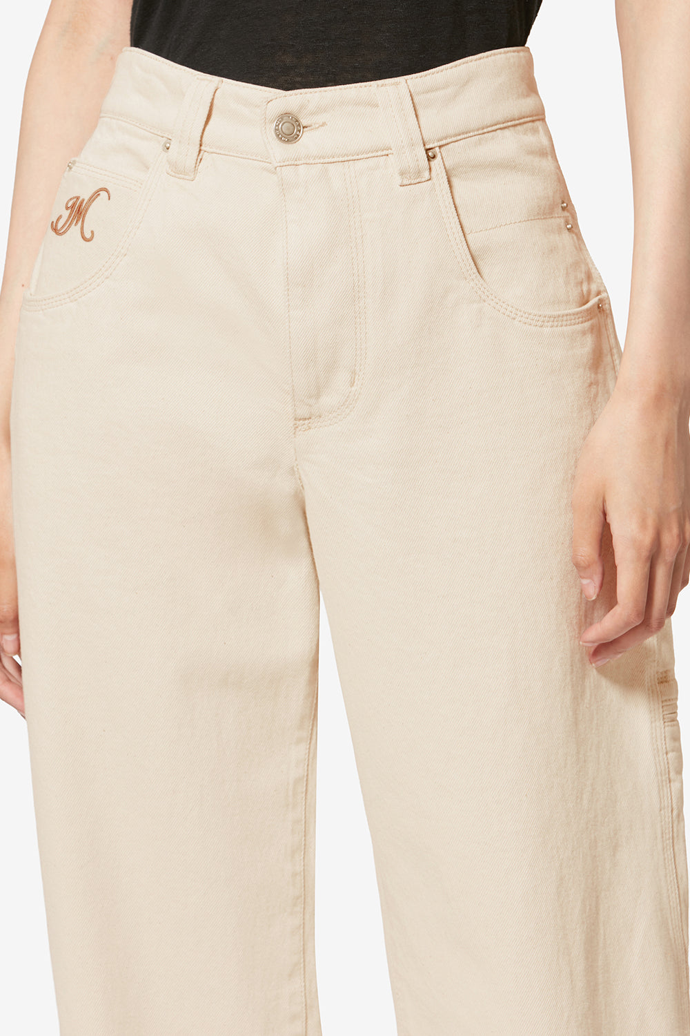 Jeyda topstitched denim jeans - Ecru - Woman - 3