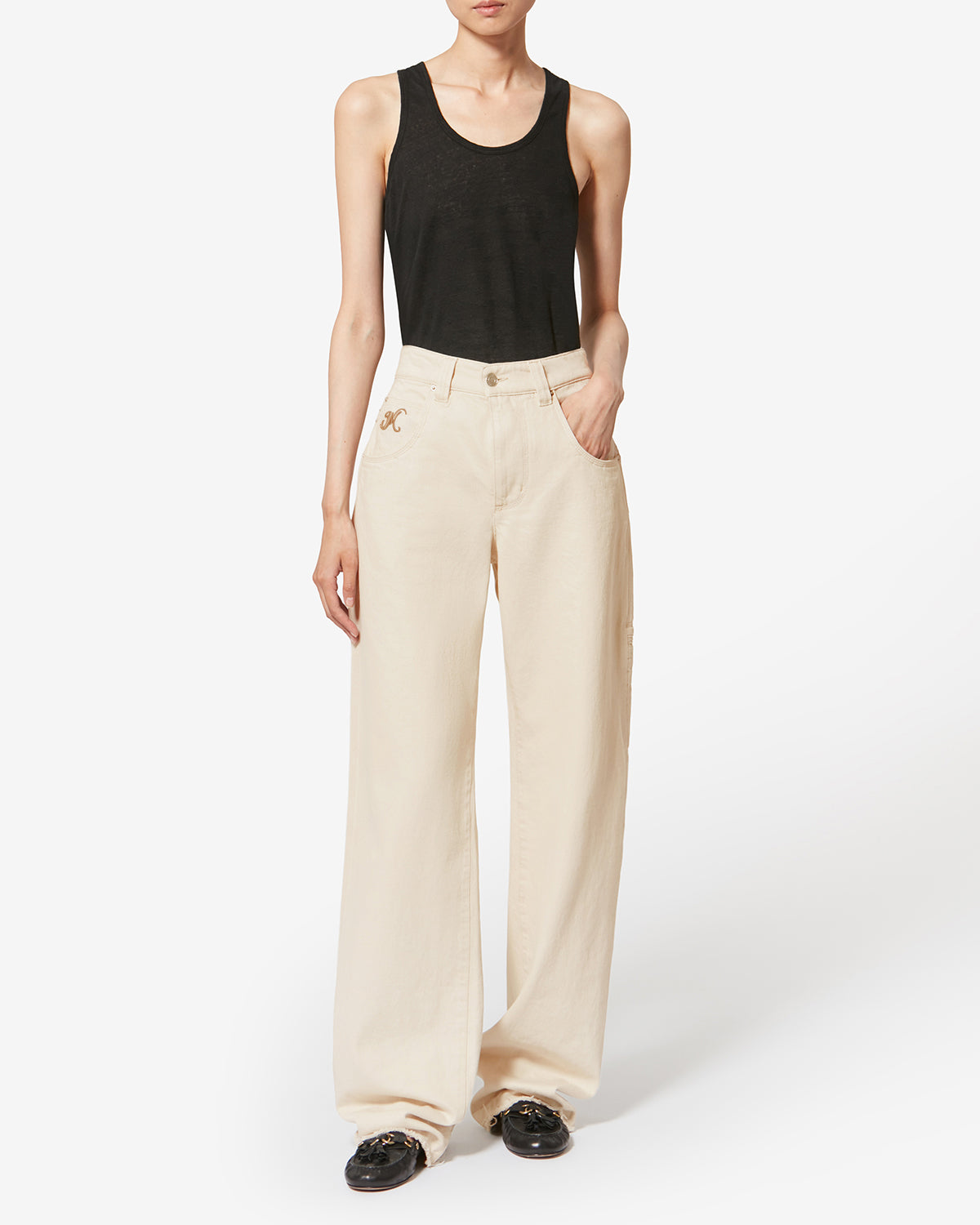 Jean denim à surpiqures jeyda - Écru - Woman - 1