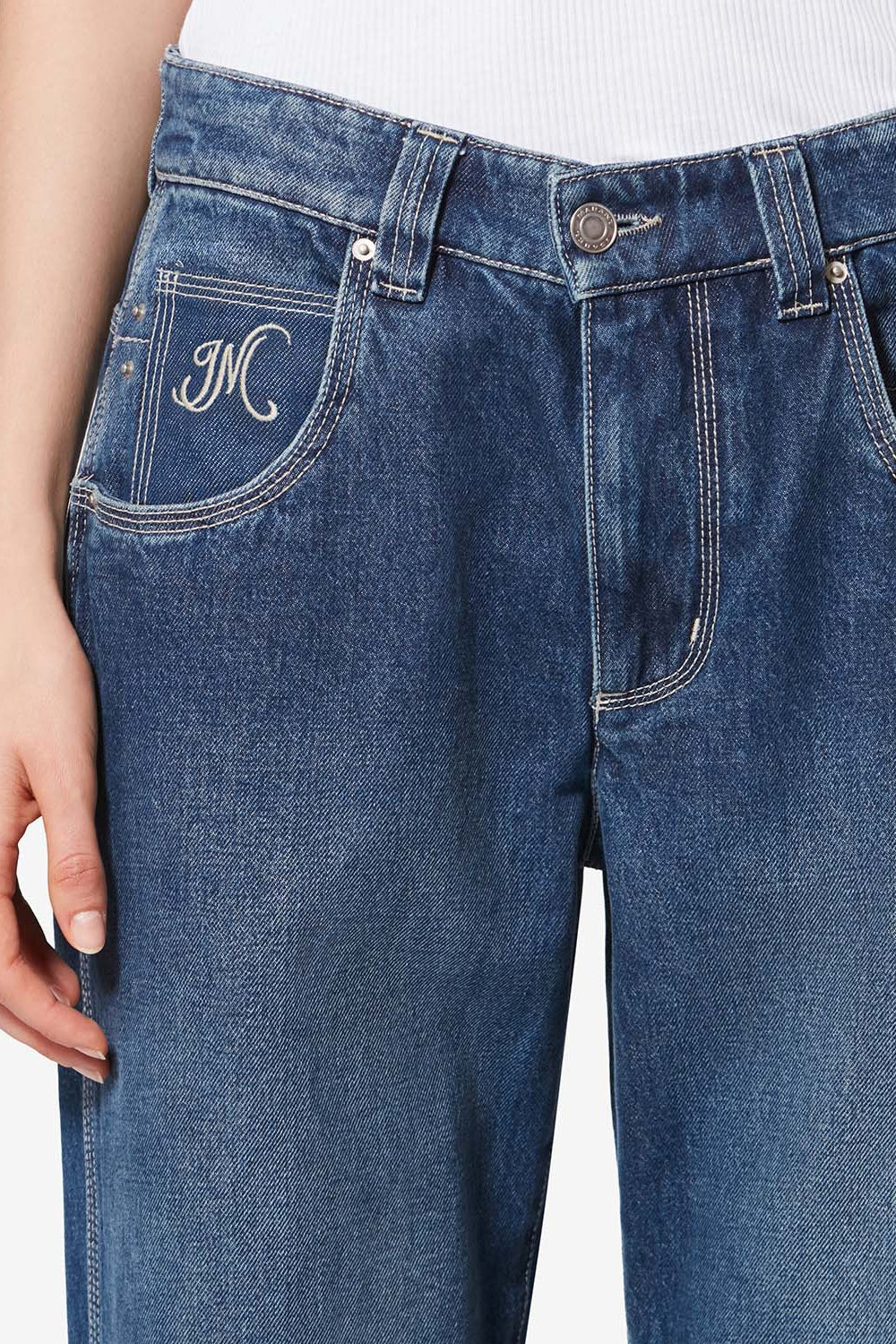 Jeyda topstitched denim jeans - Blue - Woman - 3