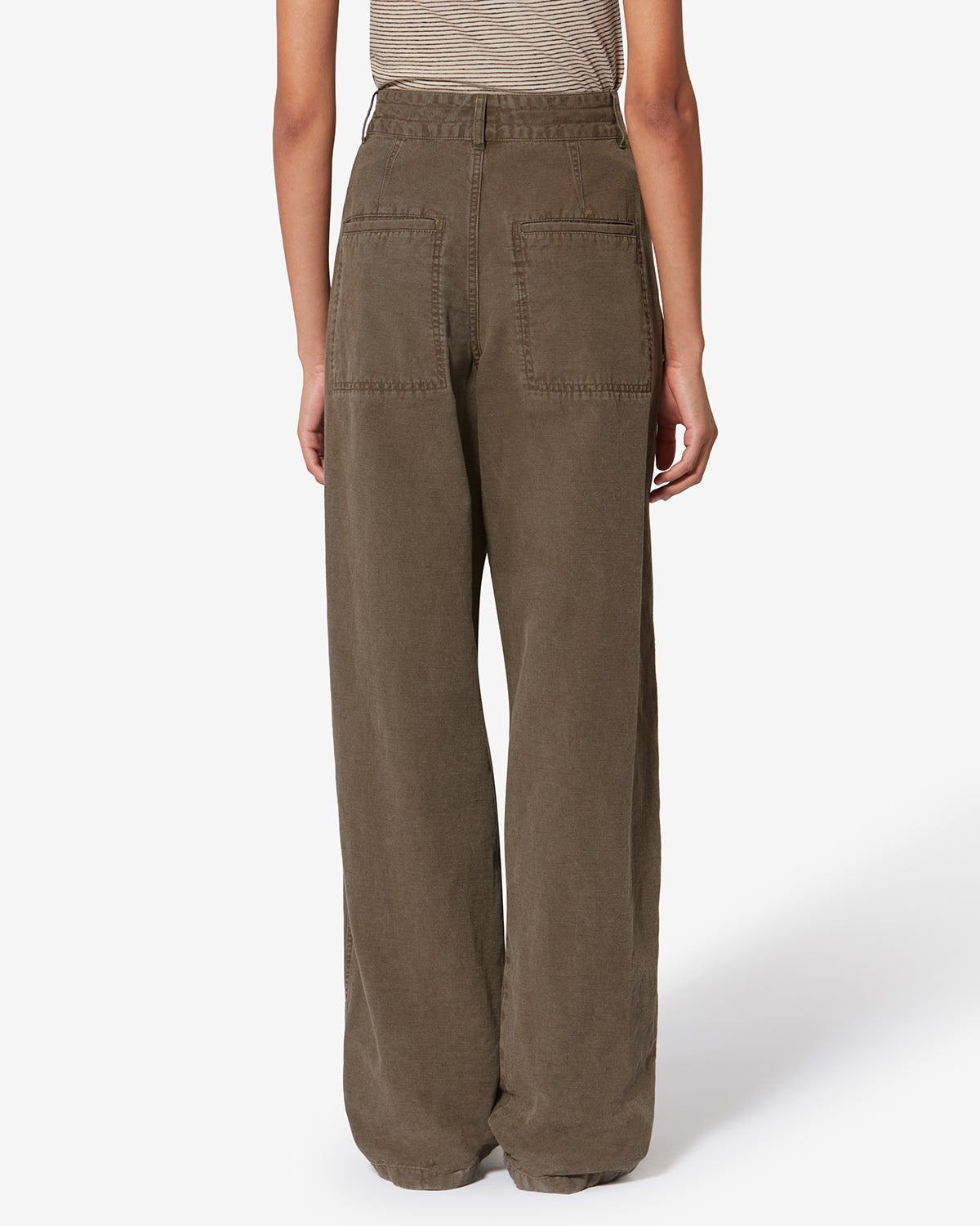 Fließende workwear-hose nadine aus baumwolle und leinen - Dark bronze - Woman - 4