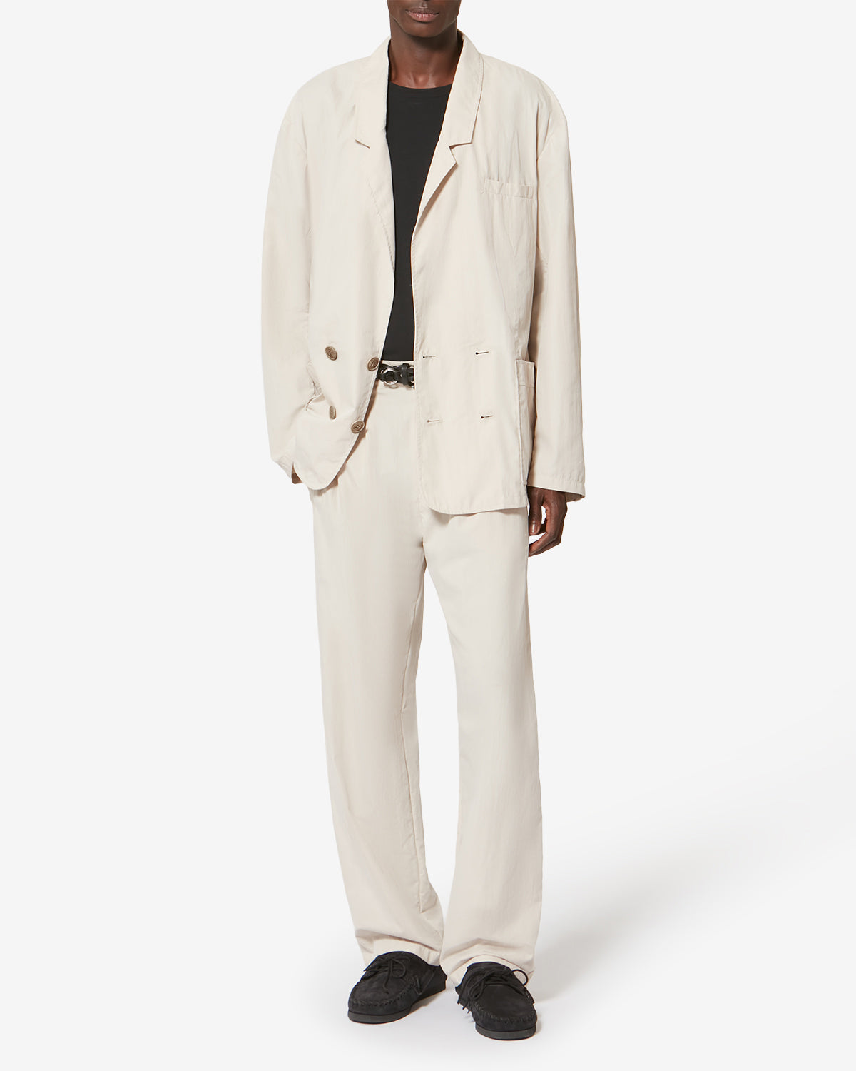 Yostin コットン プリーツ入り カジュアルパンツ - 生成り - Man - 1