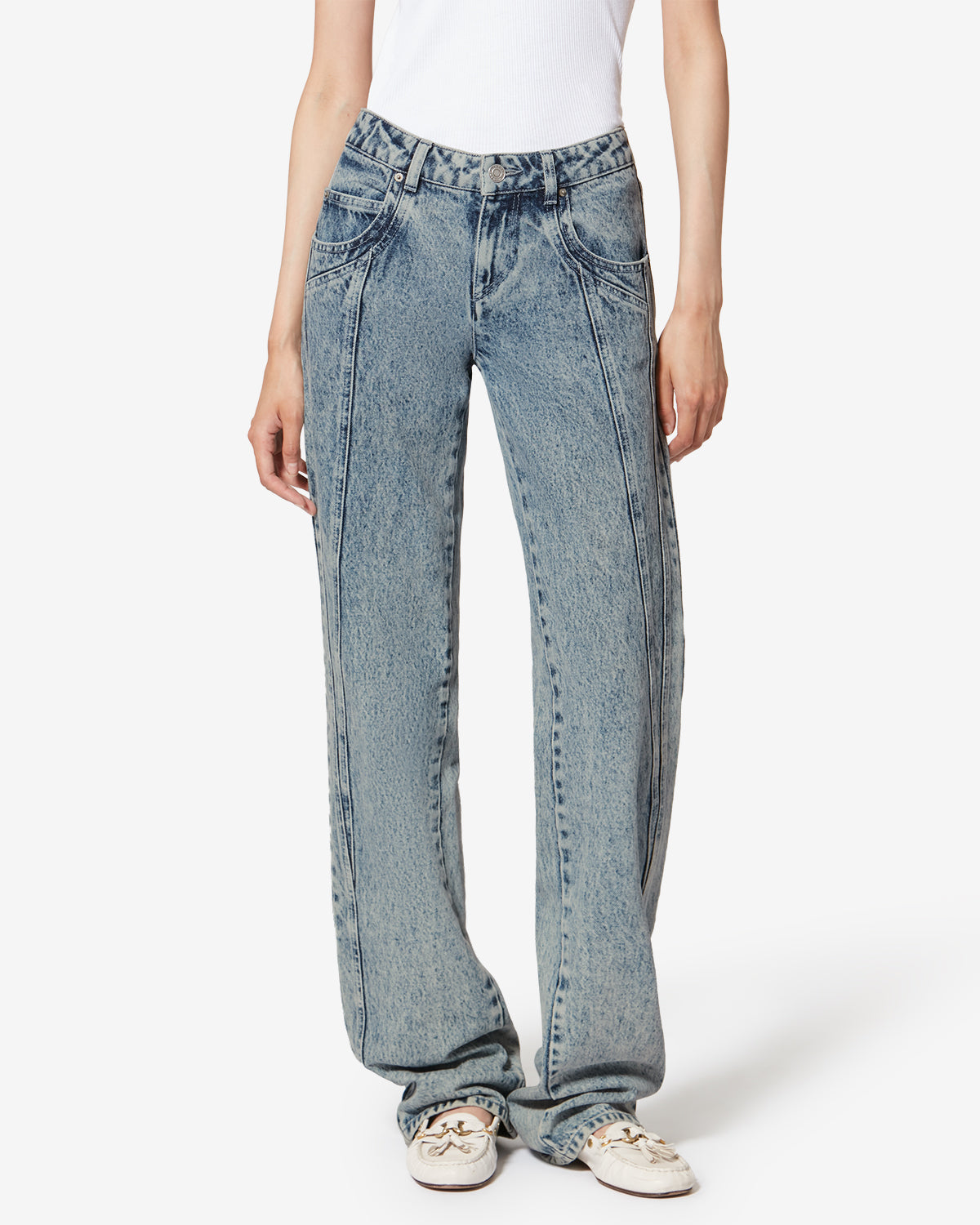 Jaylis 워싱 데님 부츠컷 진 - 하늘색 - Woman - 3