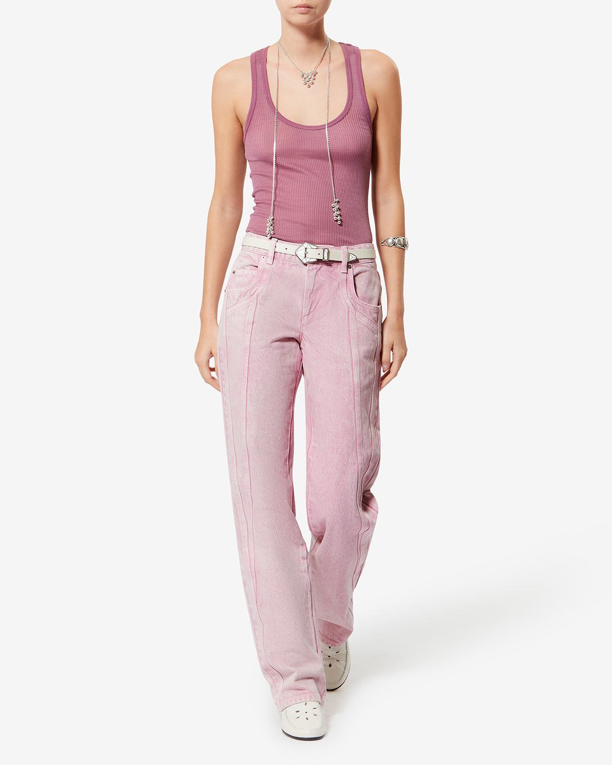 Jaylis ウォッシュドデニム ブーツカットジーンズ - ピンク - Woman - 1