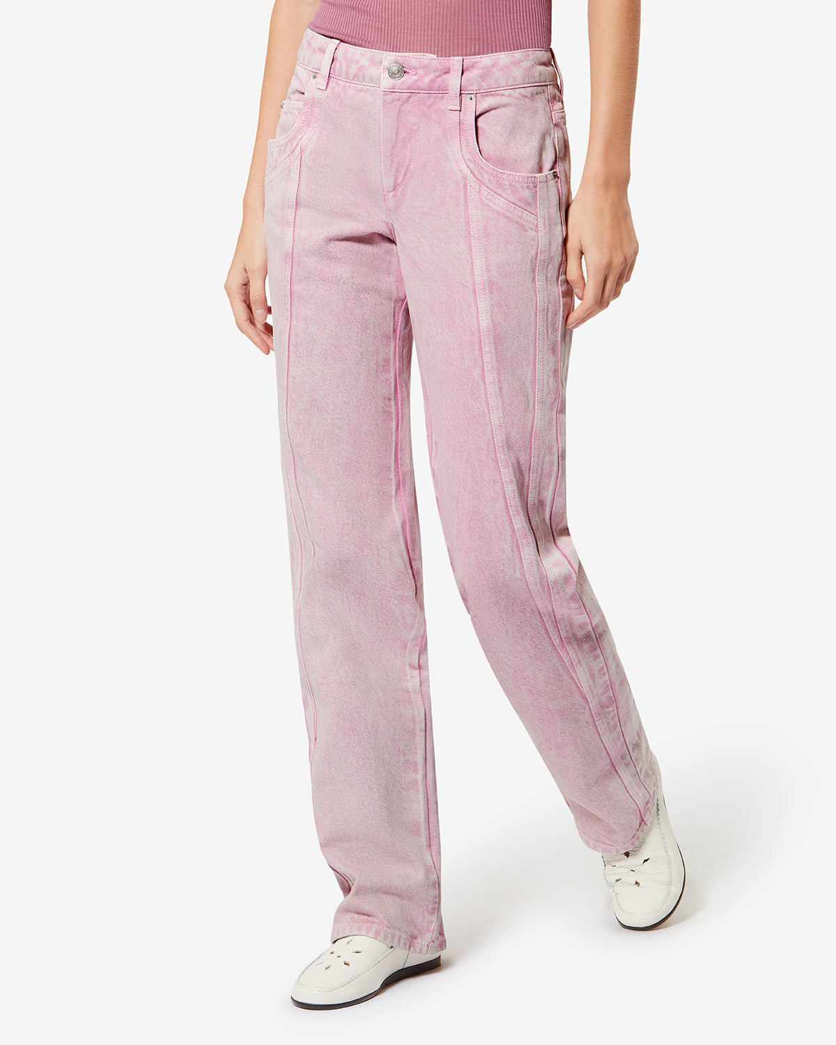 Jaylis ウォッシュドデニム ブーツカットジーンズ - ピンク - Woman - 3
