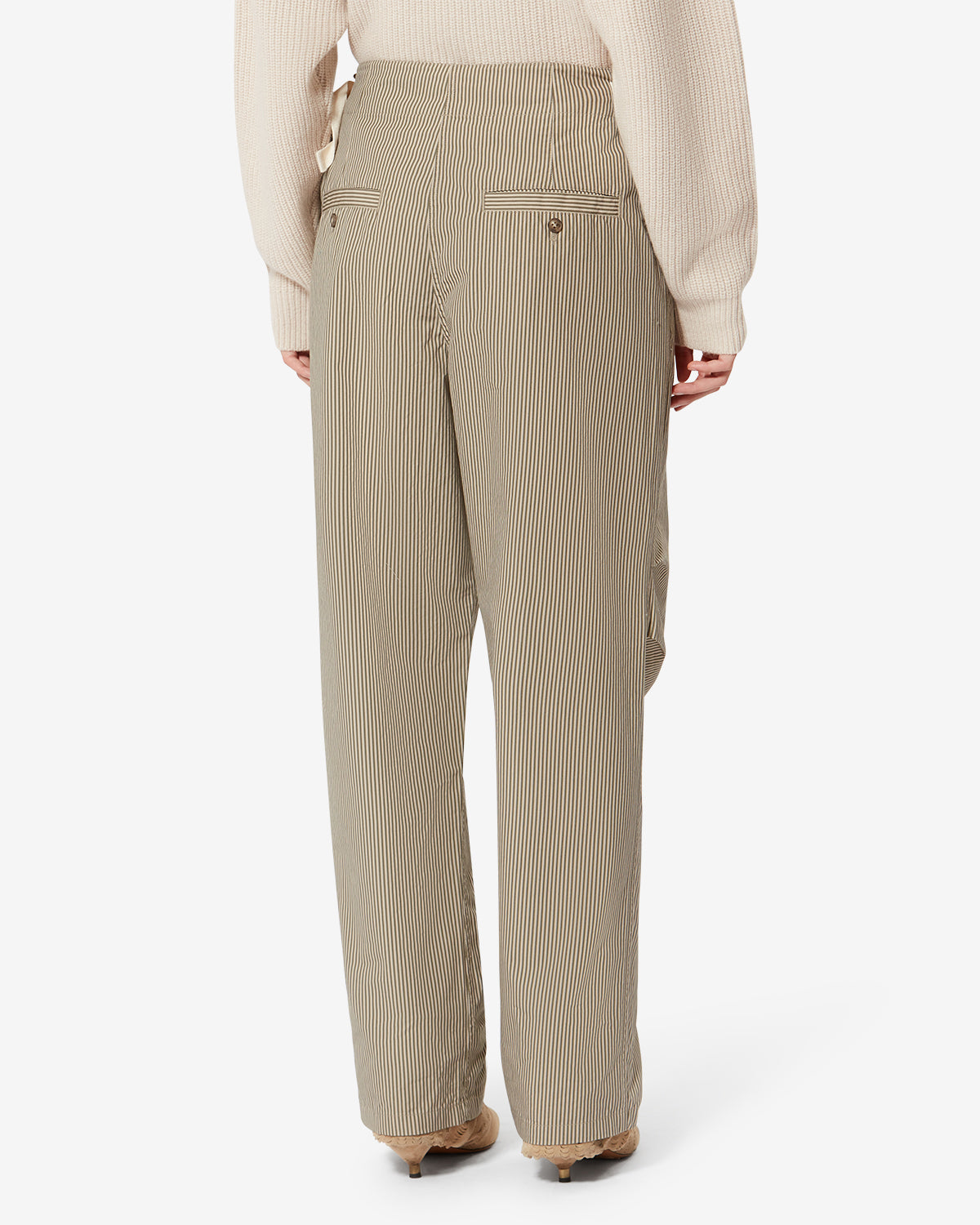 Weite hose aus gestreifter baumwolle ceryne - Beige-khaki - Woman - 4