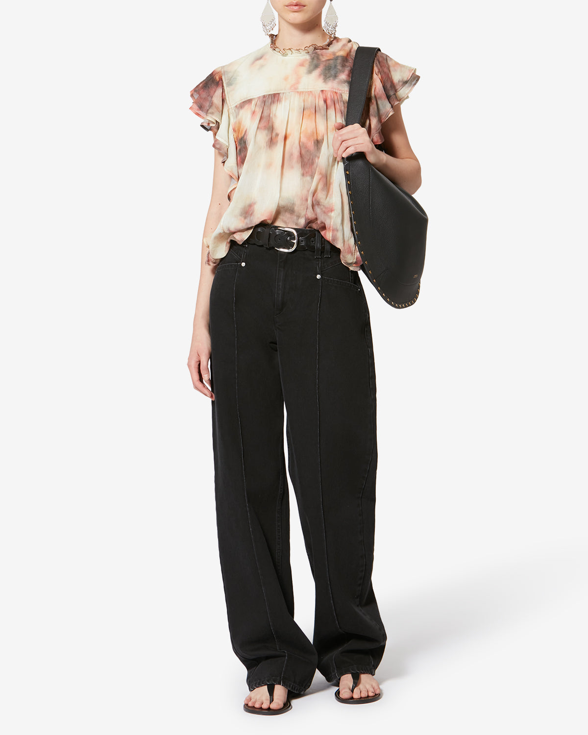 Drolane 코튼 팬츠 - 검정으로 씻어낸 - Woman - 1