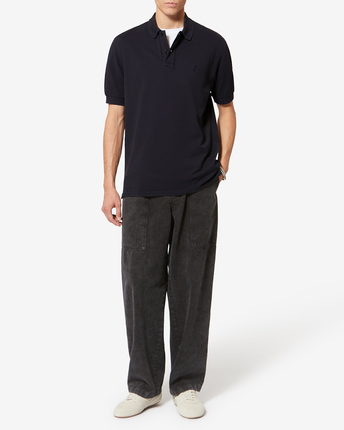 Polo de manga corta afko de algodón piqué - Negro lavado - Man - 1