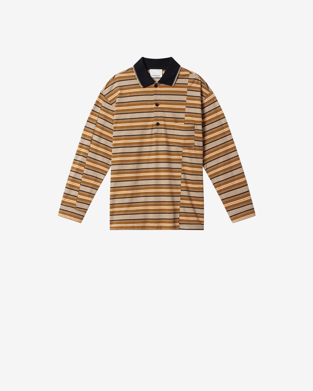 Polo de manga larga sorel de algodón piqué a rayas - Beige-khaki - Man - 5