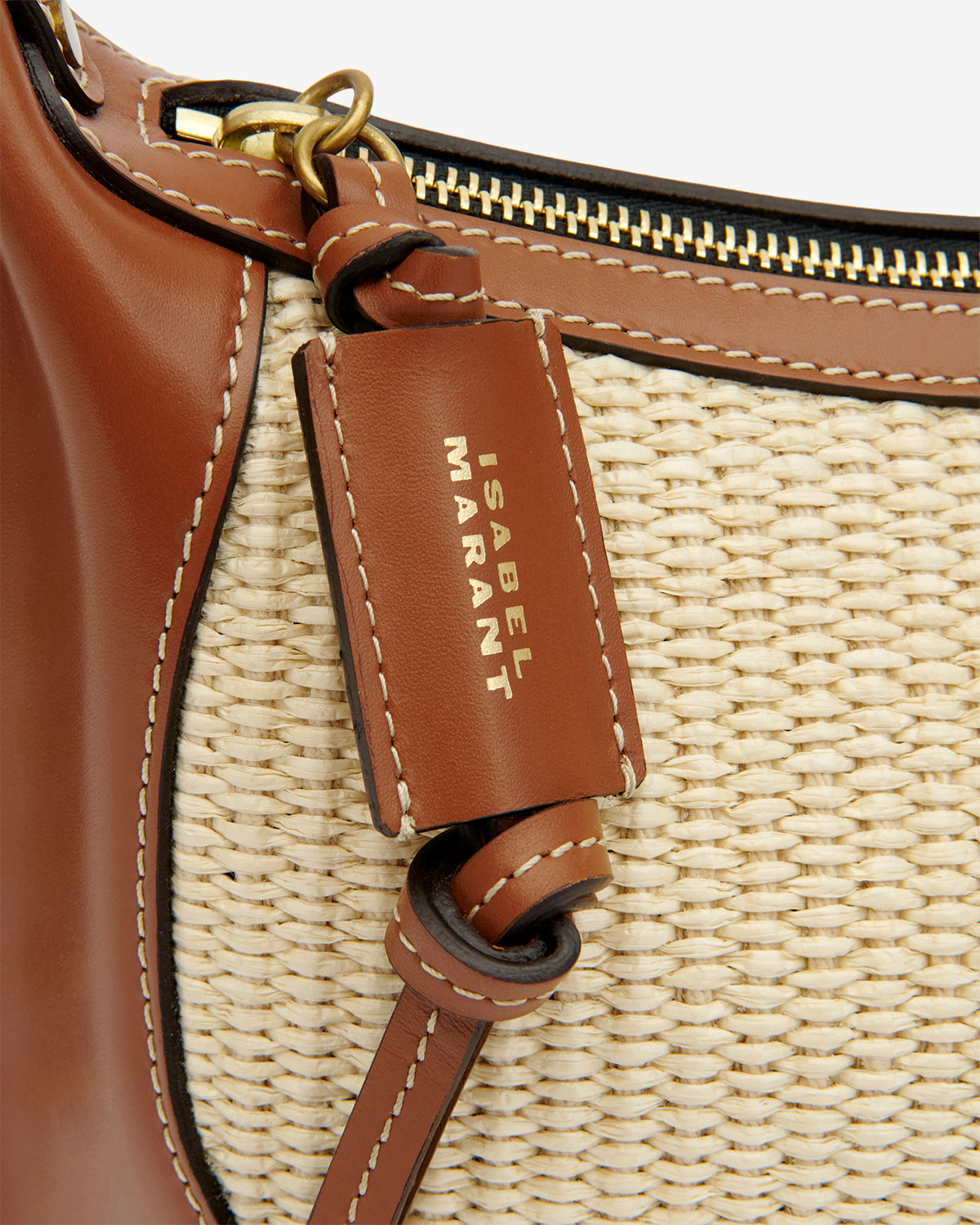 OSKAN MOON SHOULDER BAG Woman natural and cognac | ISABEL MARANT