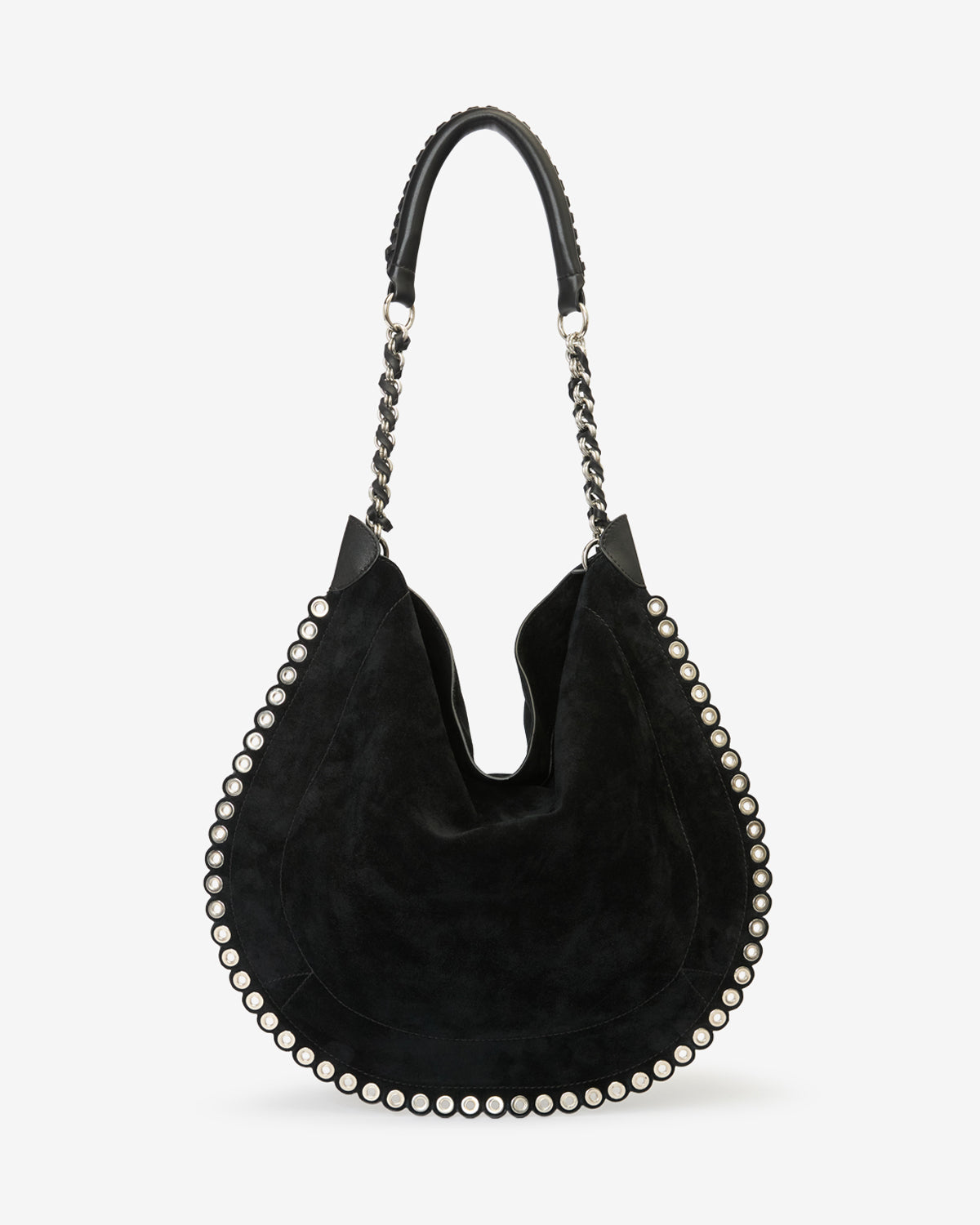 OSKAN HOBO SOFT SHOULDER BAG Woman black and silver | ISABEL
