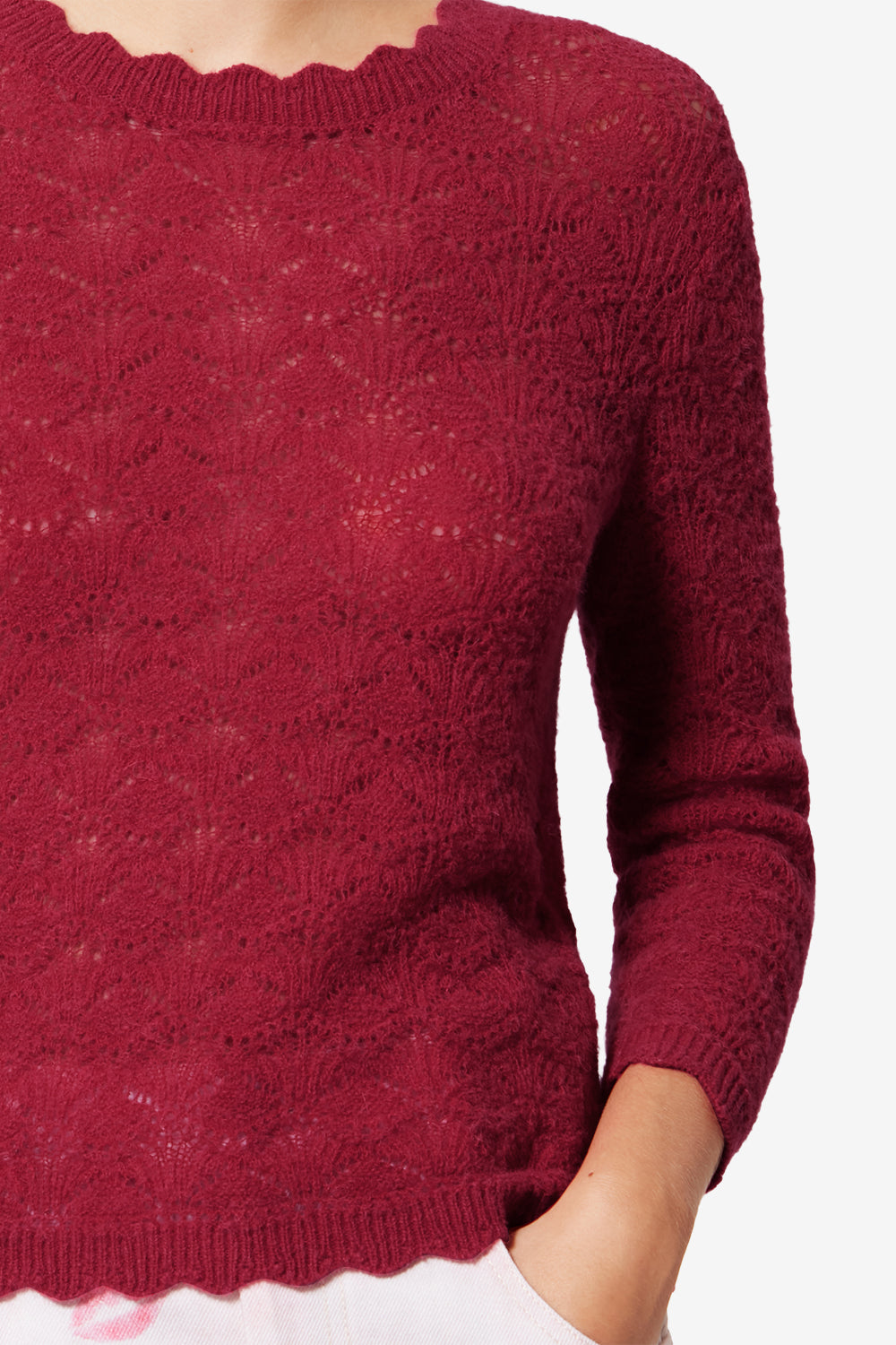 Maglione in pizzo di alpaca leonette - Fuchsia - Woman - 3