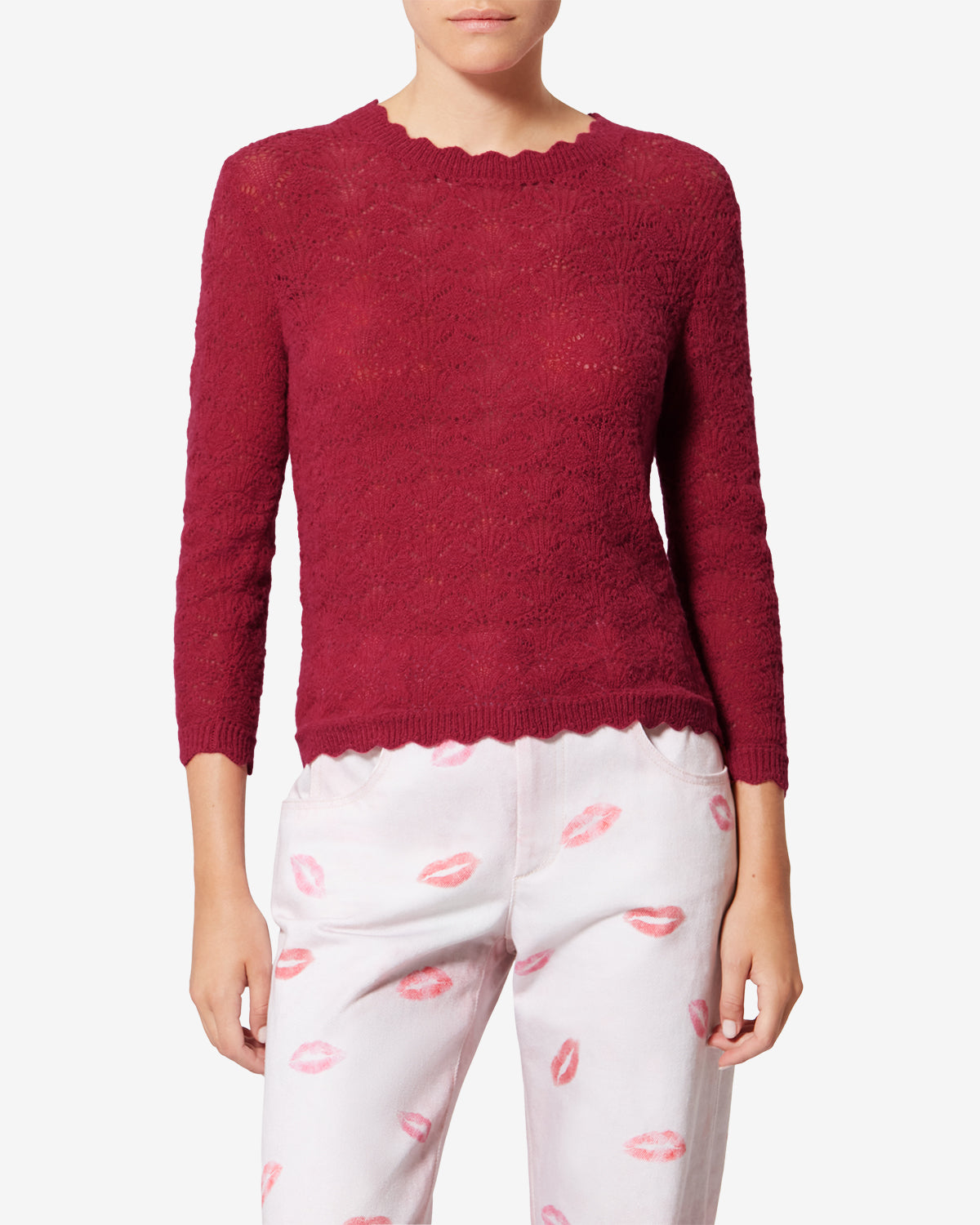 Leonette alpaca lace sweater - Fuchsia - Woman - 3