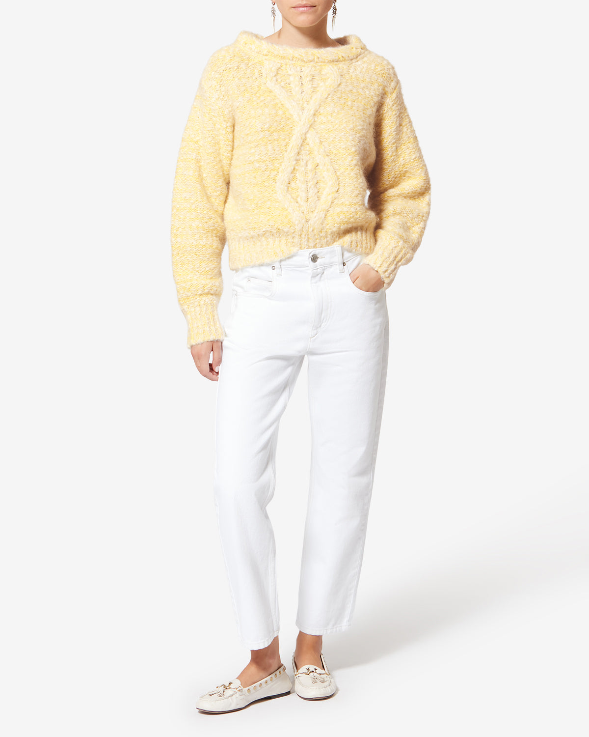 Jersey dorota de lana - Ecru and yellow - Woman - 1