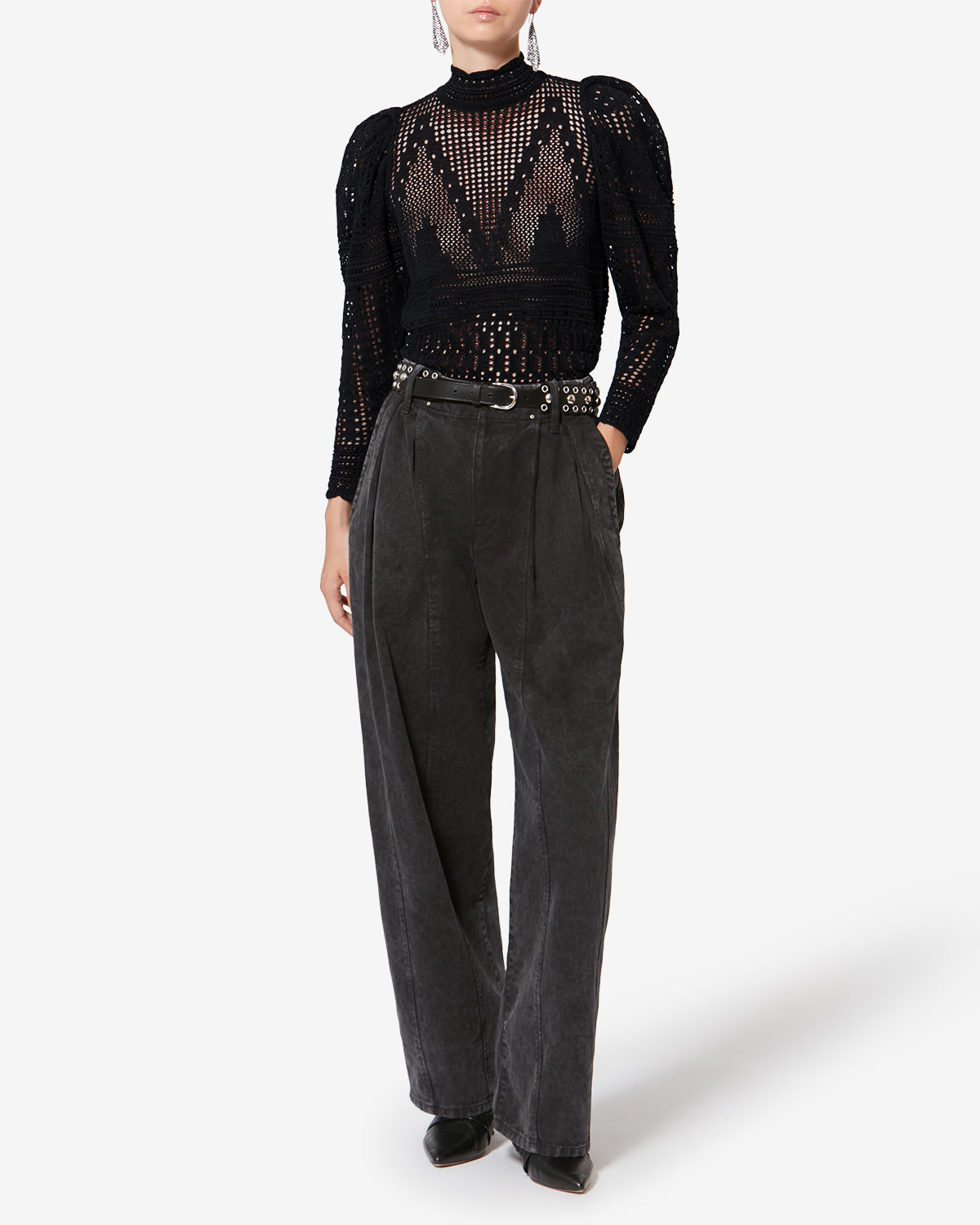 ISABEL MARANT クロシェ カーディガン 総レース ブラウス DAHARA SWEATER Woman black | ISABEL MARANT Official online store