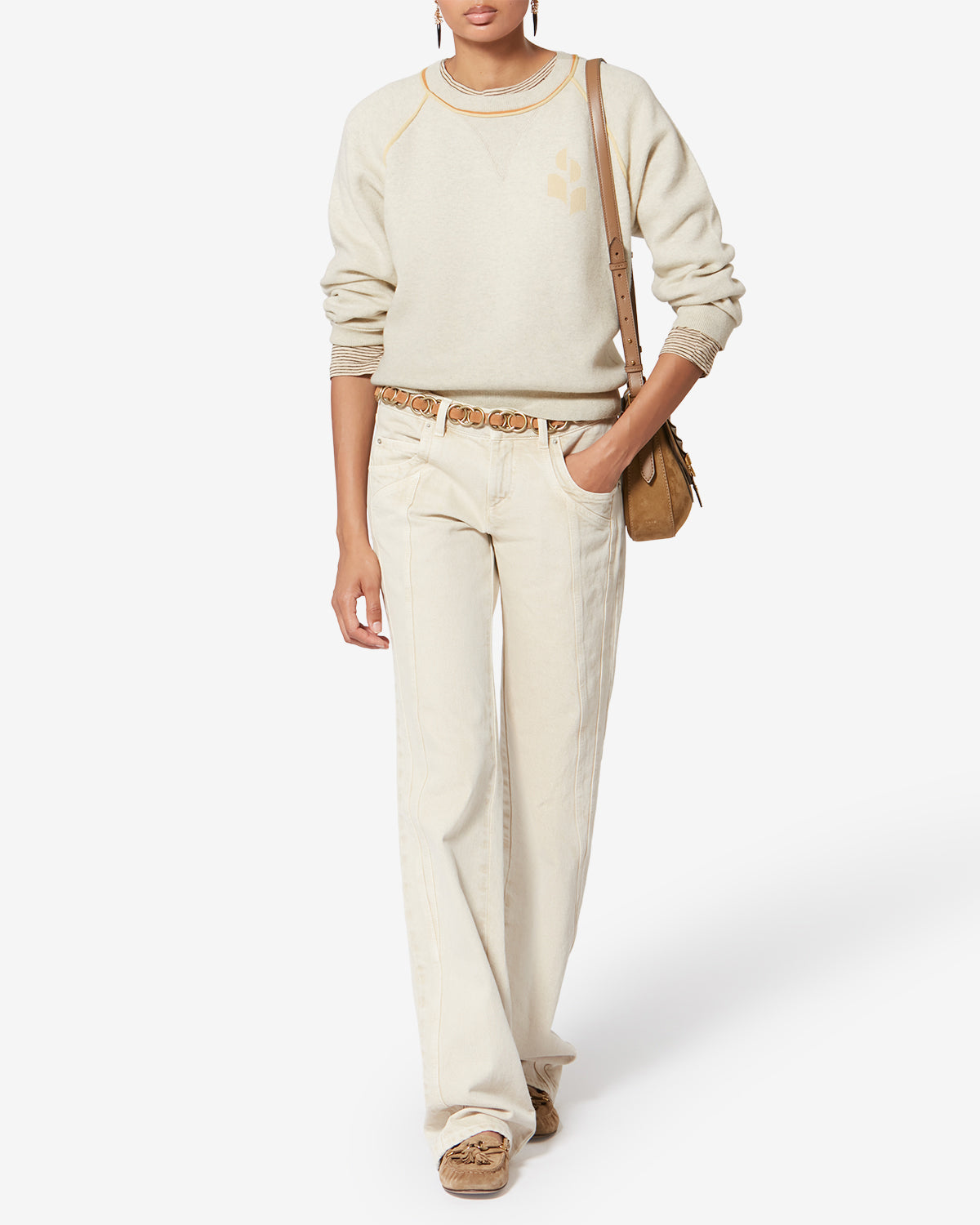 Loriby sporty sweater with logo - Light grey-light yellow - Woman - 1