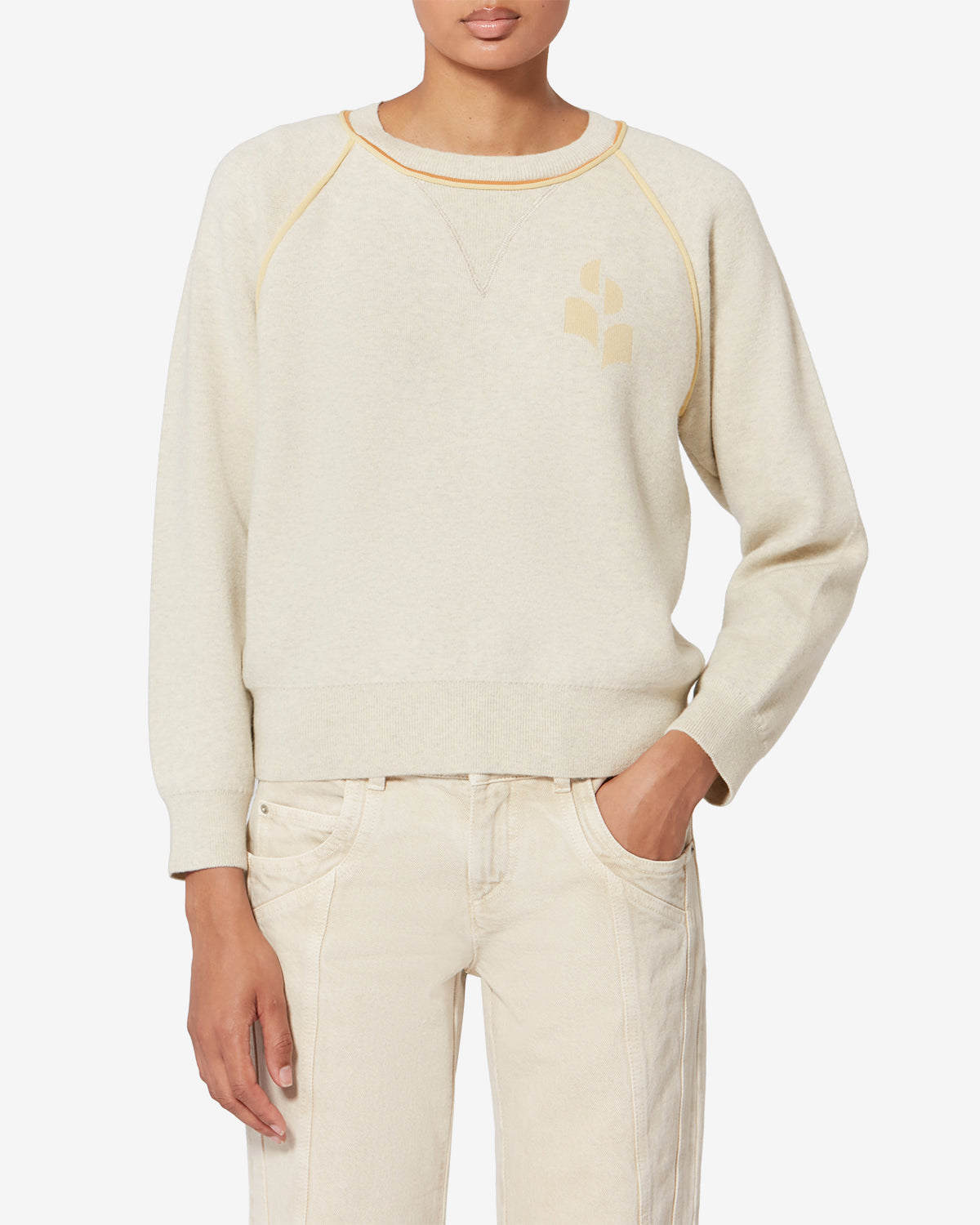 Loriby sporty sweater with logo - Light grey-light yellow - Woman - 3
