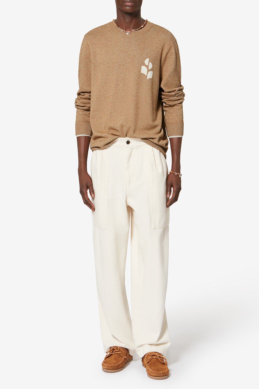 Feiner pullover aus baumwolle und wolle antea - Camel-light grey - Man - 2