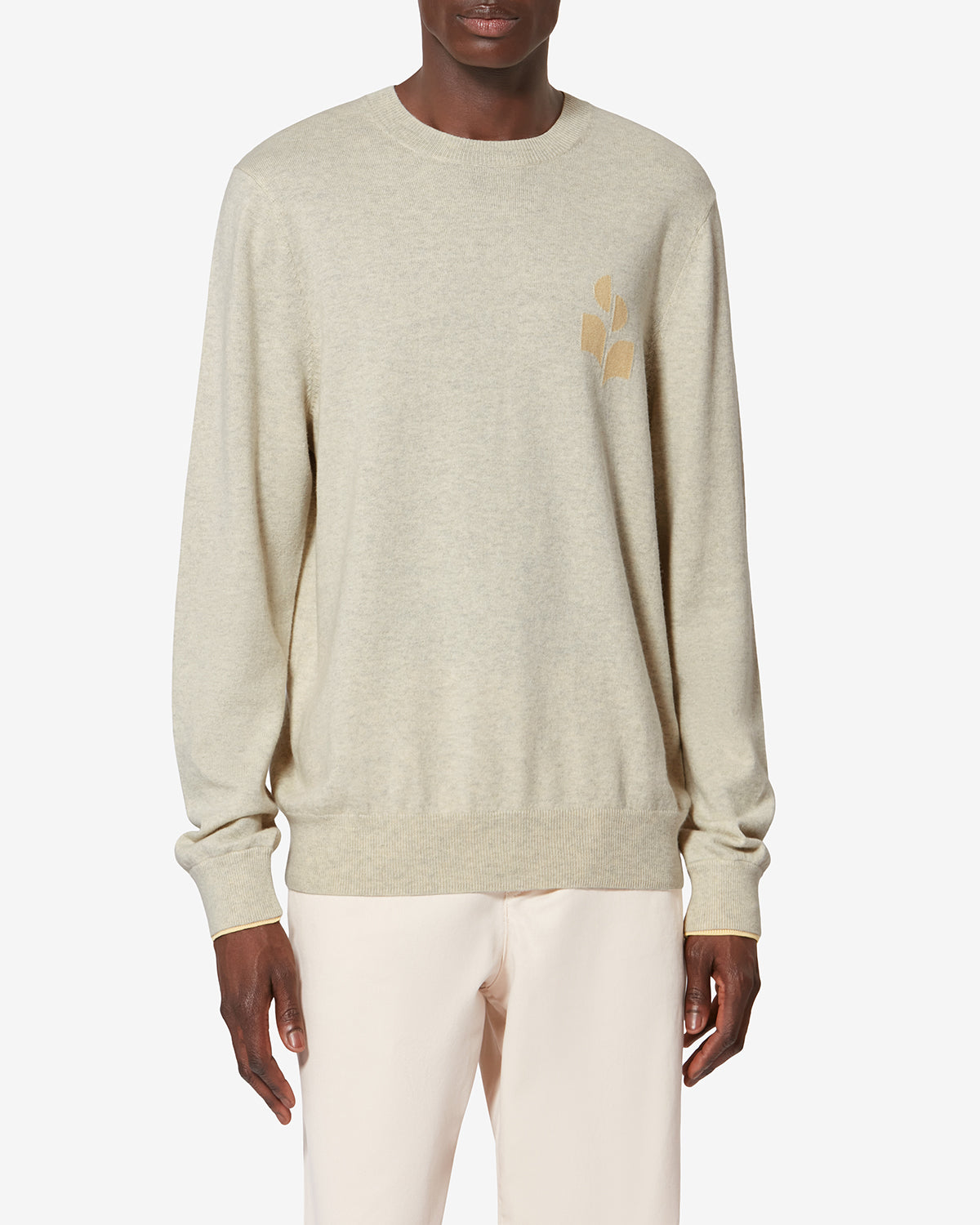 Jersey fino de lana y algodón antea - Light grey-light yellow - Man - 3