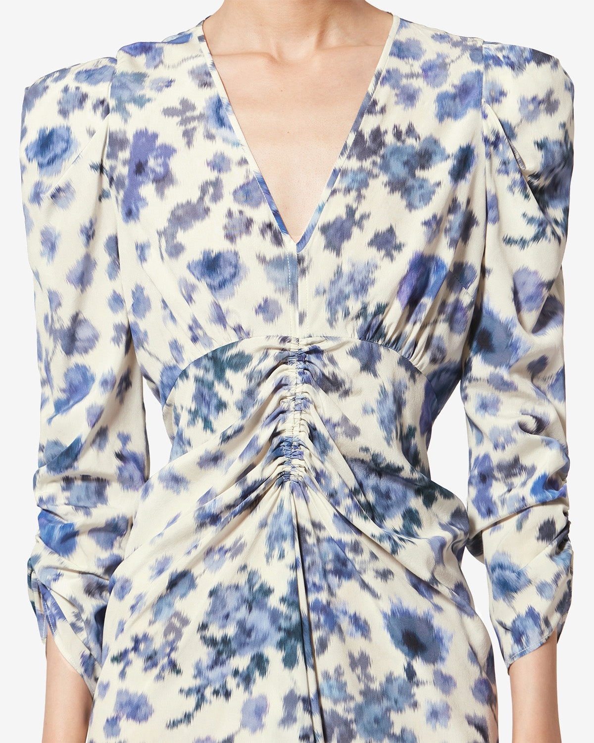 Robe longue en soie stretch imprimée albini - Bleu - Woman - 2