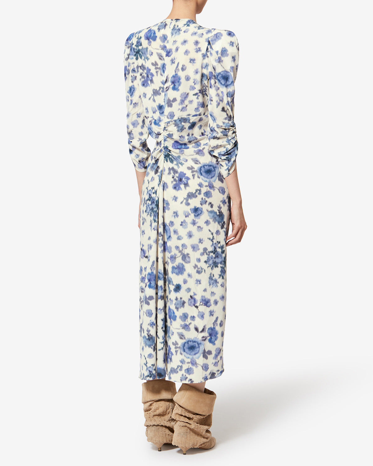 Robe longue en soie stretch imprimée albini - Bleu - Woman - 3