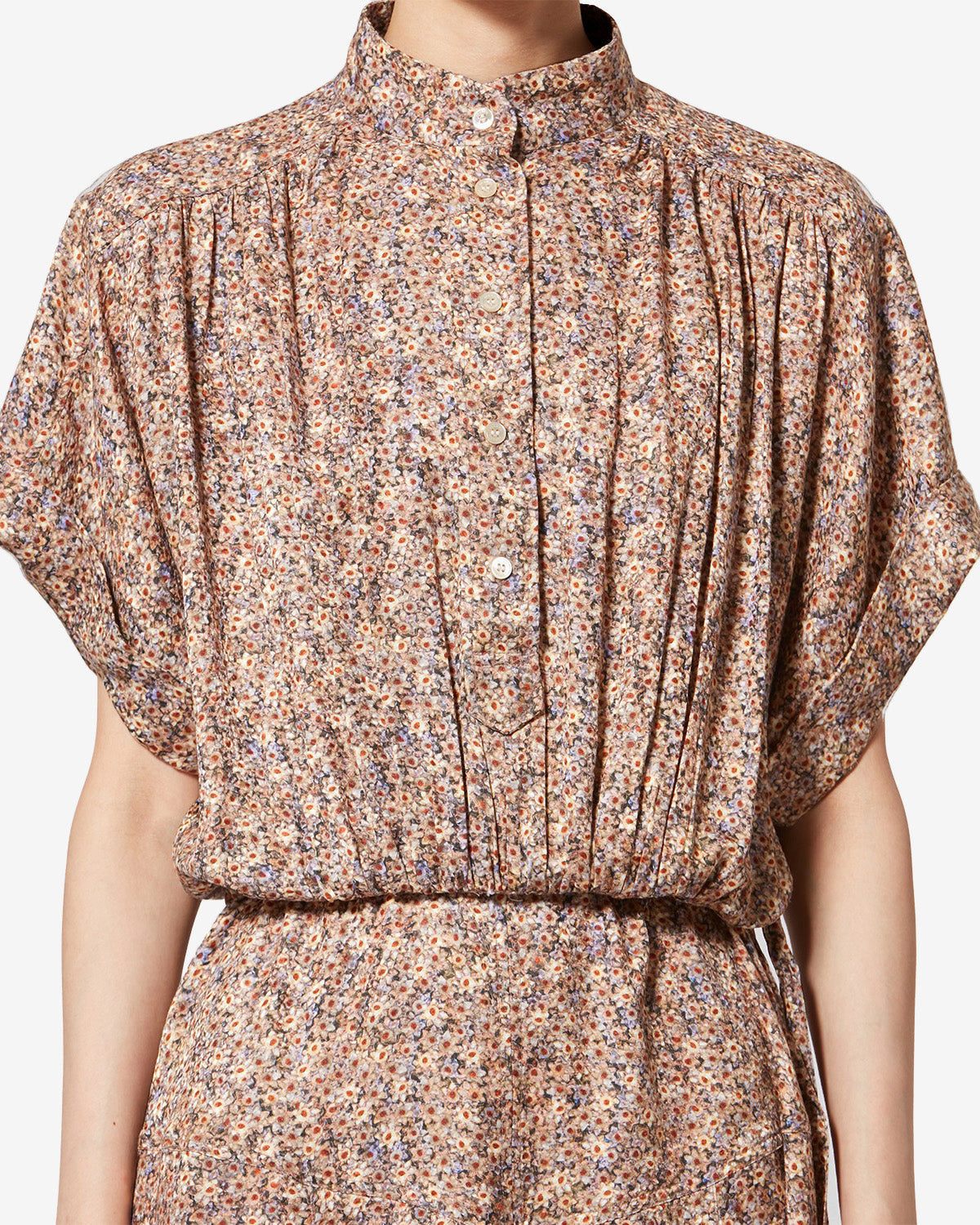 Ansley long floral silk jacquard dress - Ochre - Woman - 2