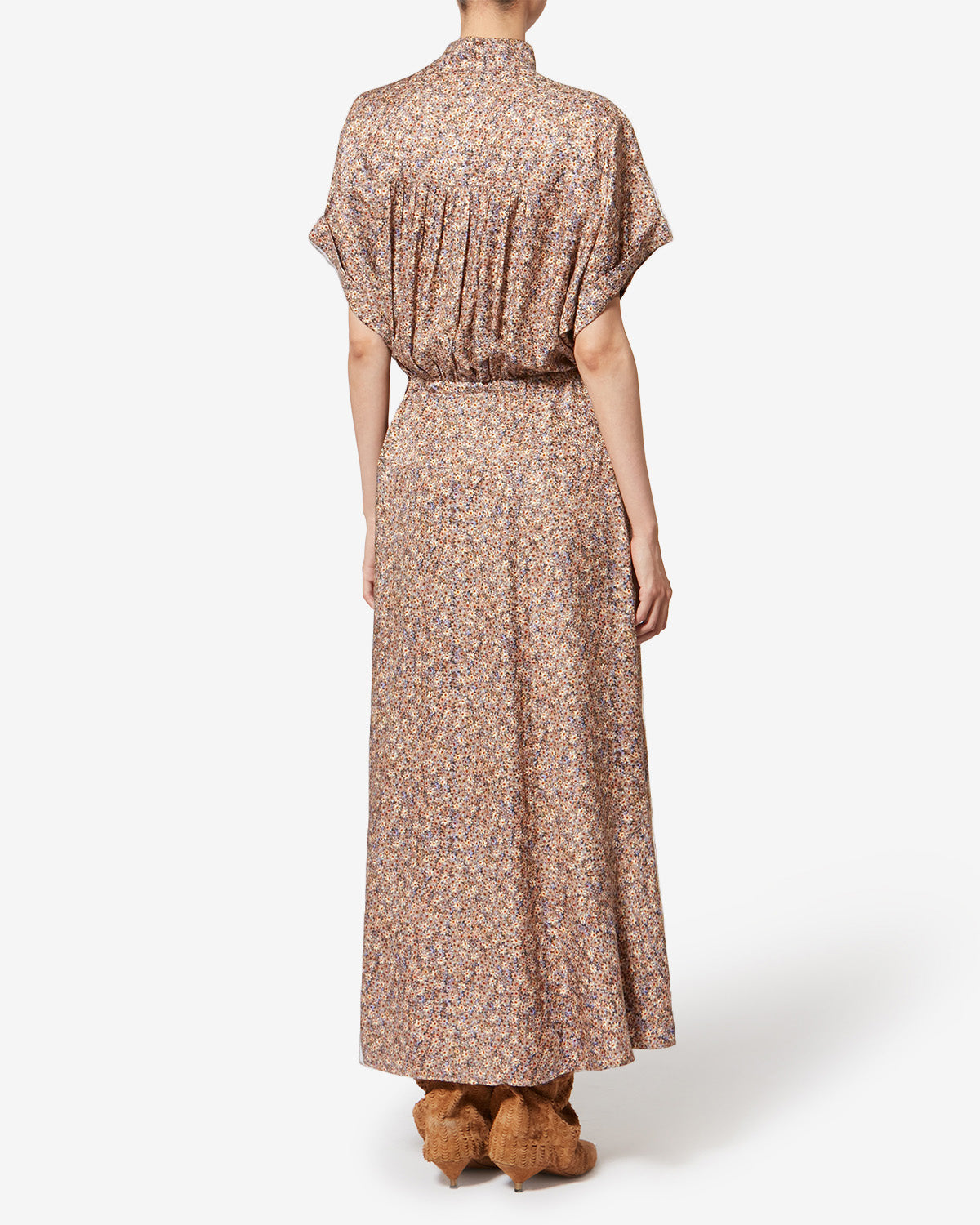 Ansley long floral silk jacquard dress - Ochre - Woman - 3