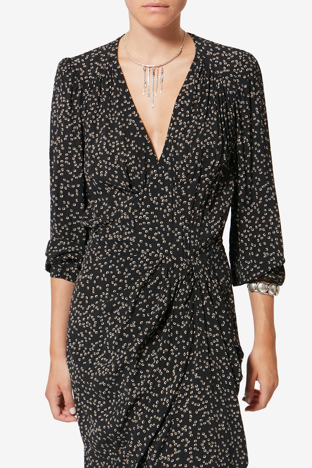 Vestido fluido daylia con estampado de origami - Negro - Woman - 4