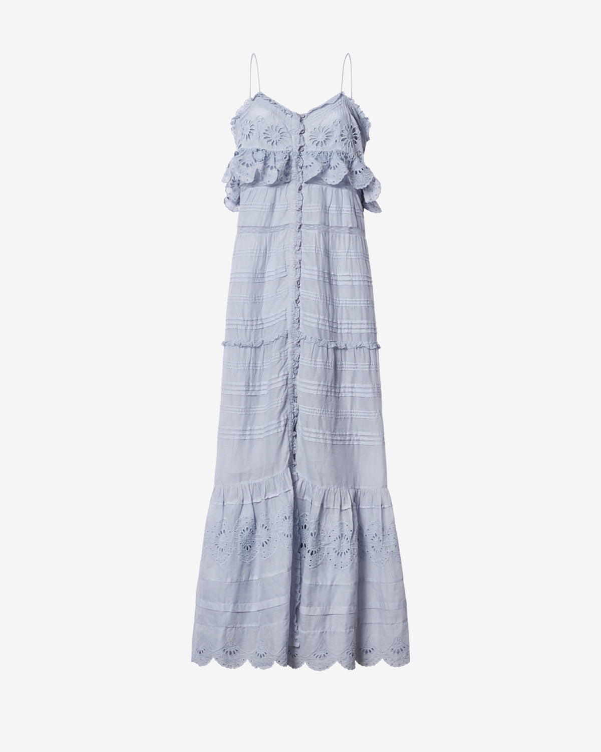 ISABEL MARANT ETOILE フローラル フリル刺繍 ワンピース PAULE DRESS Woman light blue | ISABEL MARANT Official online store
