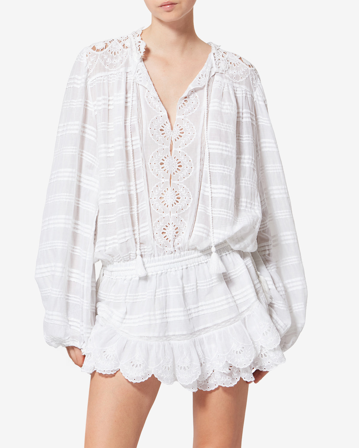 ISABEL MARANT レースリネンブラウス ISABEL MARANT Nina broderie anglaise cotton and linen-blend blouse