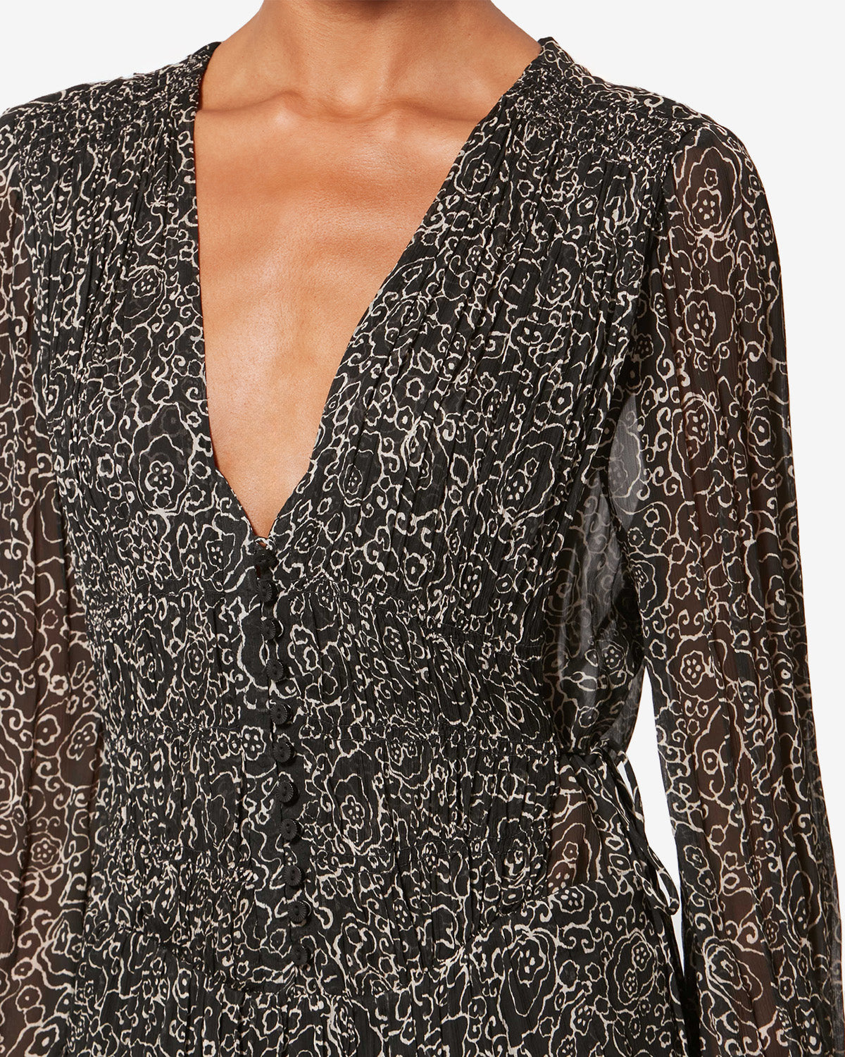 LORIENA DRESS Woman black and ecru | ISABEL MARANT Official online