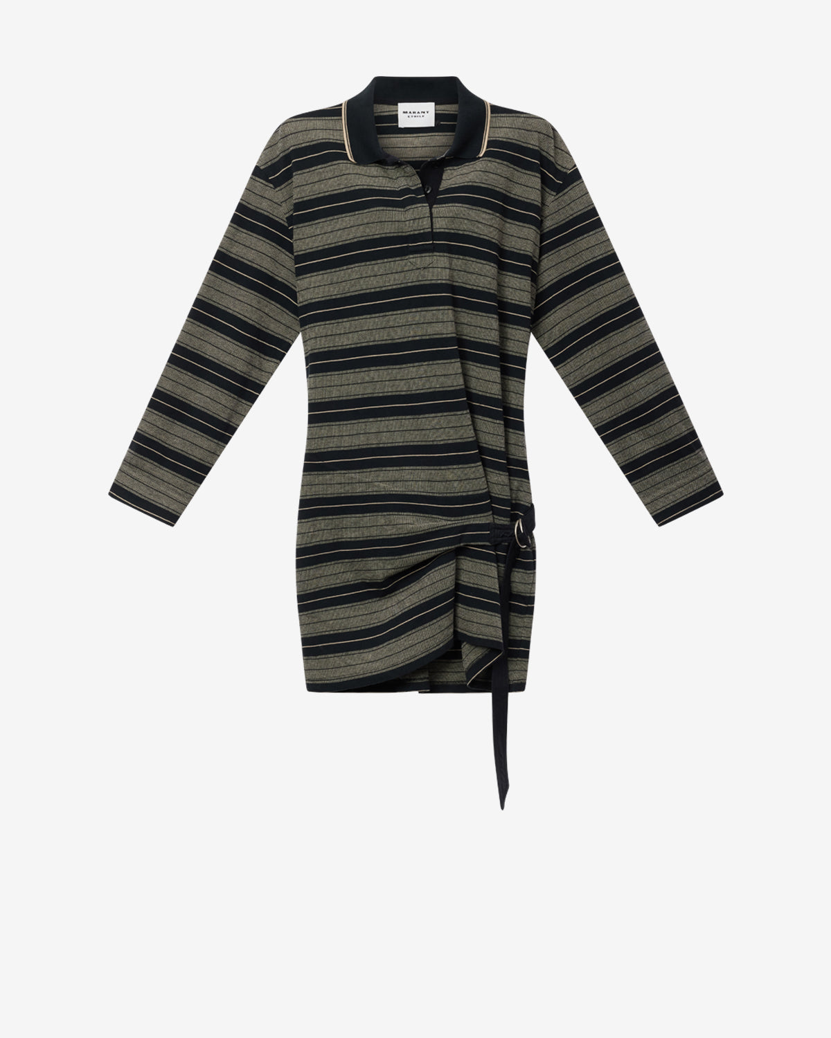 Isea striped cotton piqué polo dress - Black and ecru - Woman - 1