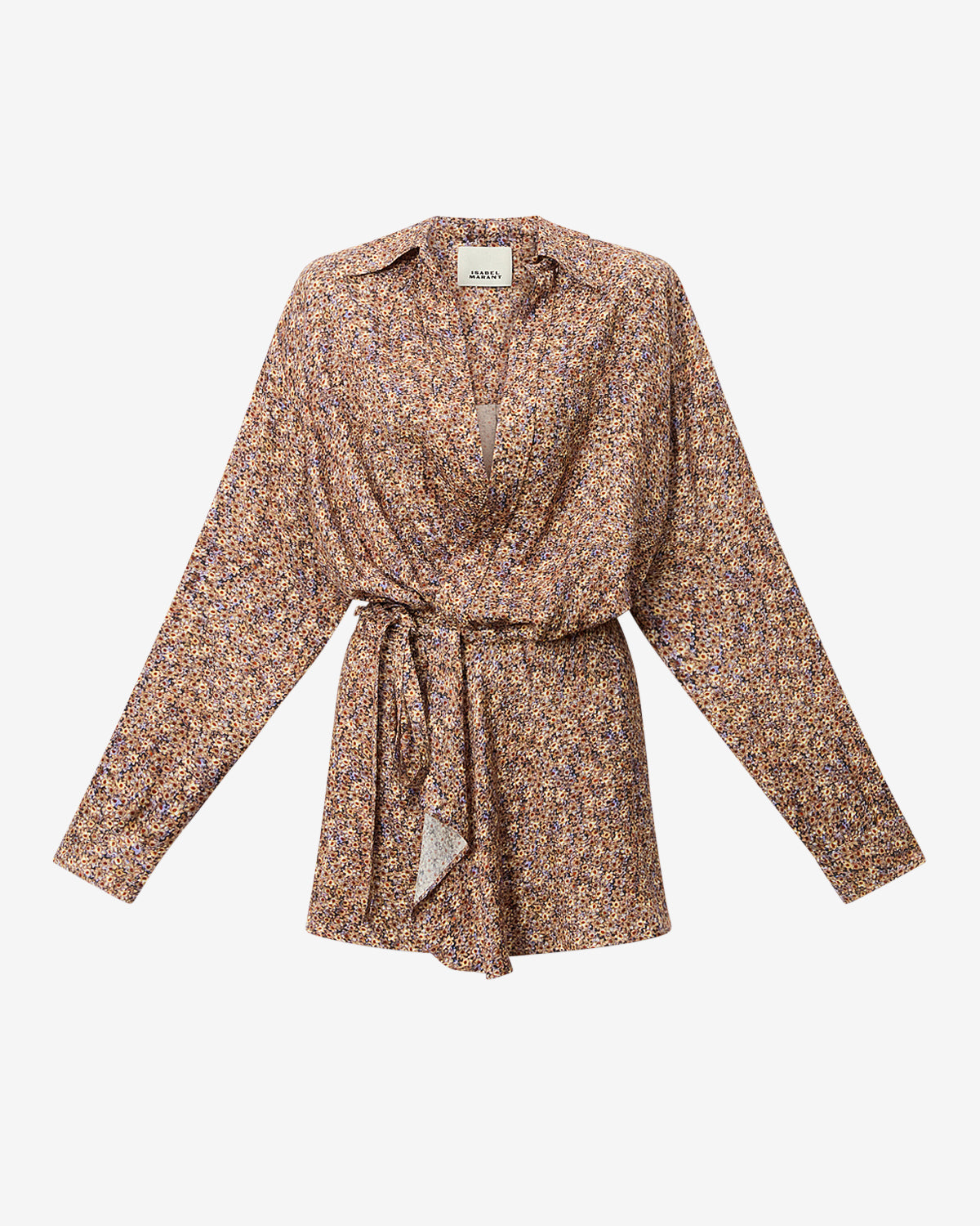 Vestido camisero de jacquard de seda floral harmony - Ochre - Woman - 5