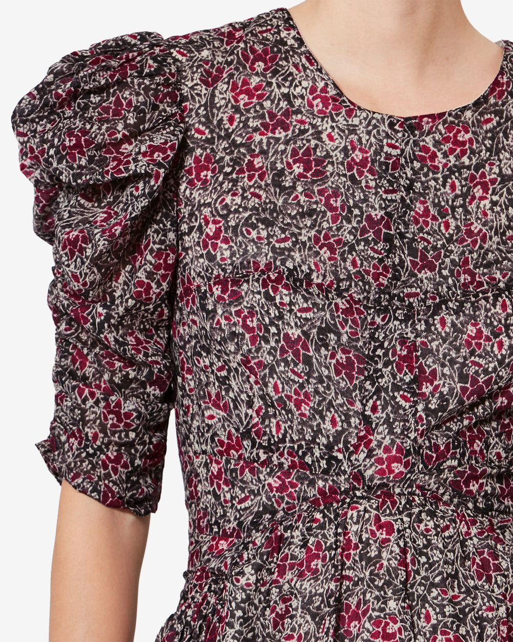 Sichellia long printed organic cotton voile dress - Crushed berry - Woman - 2