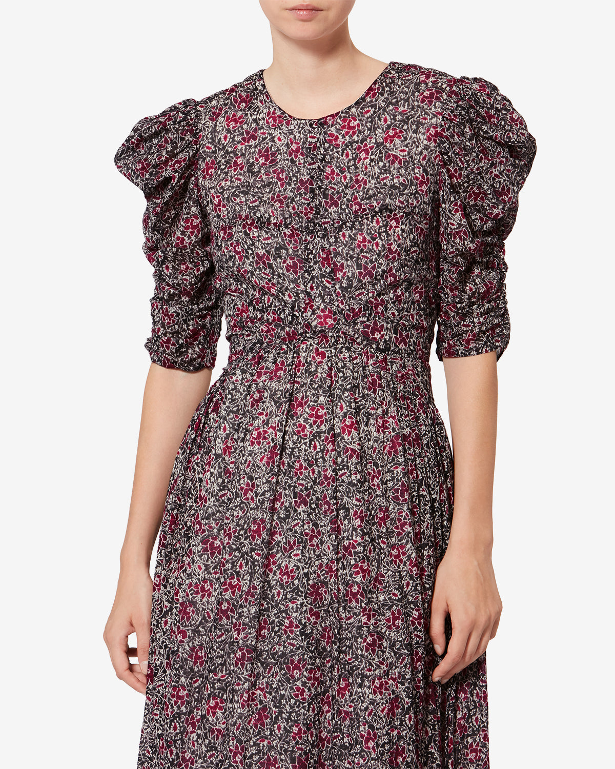 Sichellia long printed organic cotton voile dress - Crushed berry - Woman - 3