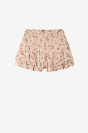 Flowing printed muslin shorts - Beige - Woman