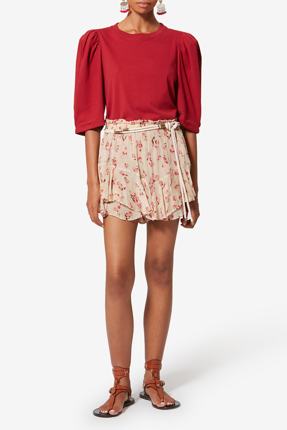 Flowing printed muslin shorts - Beige - Woman - 2