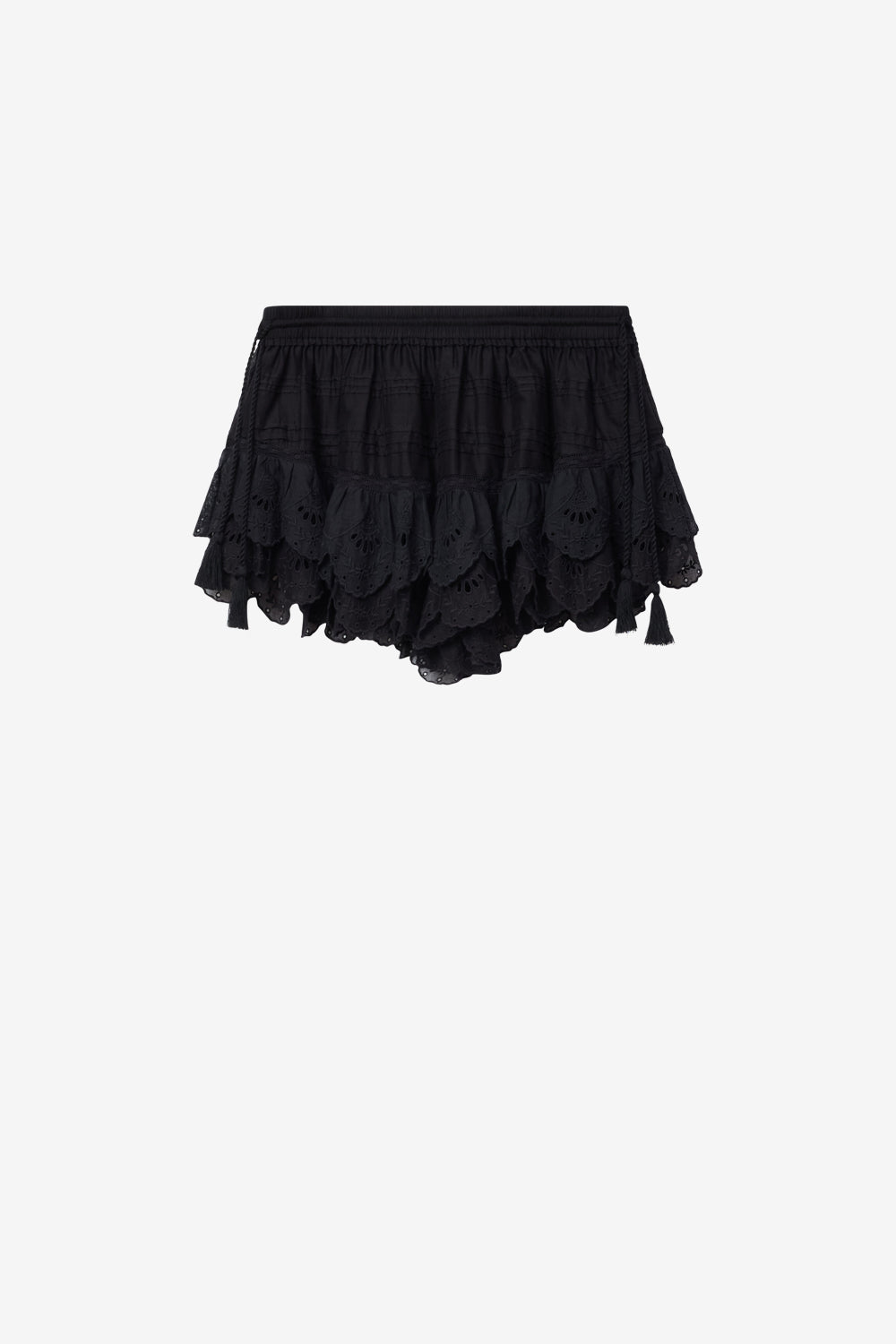 Shorts corti puria con ricami in cotone - Nero - Woman - 1