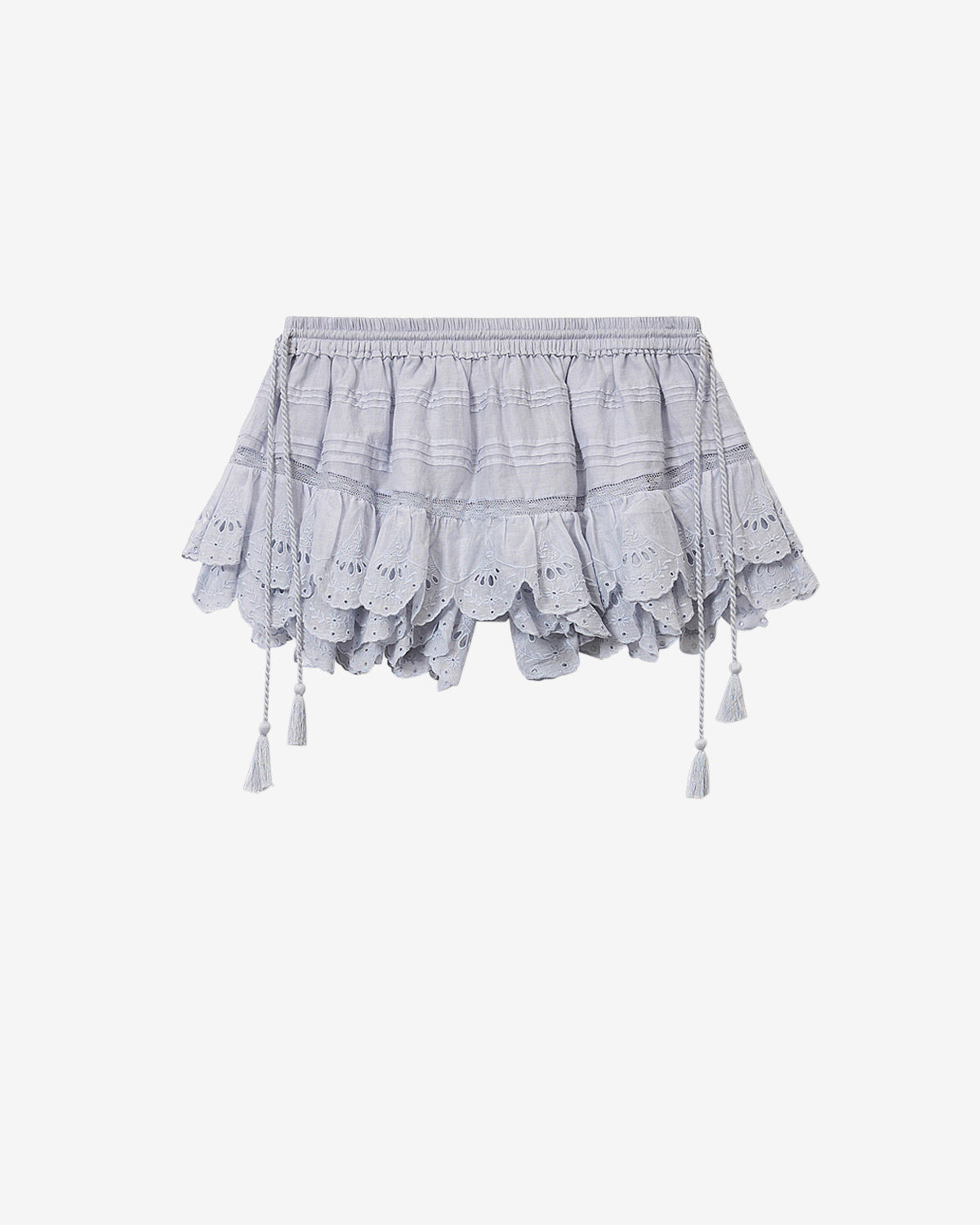 Puria short ruffled cotton and floral lace skort - Light blue - Woman - 5