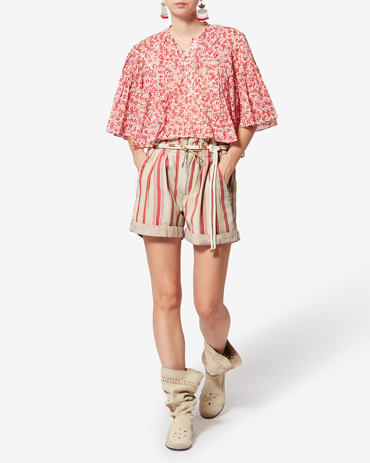 NIRMA SHORTS Woman beige-red | ISABEL MARANT Official online store