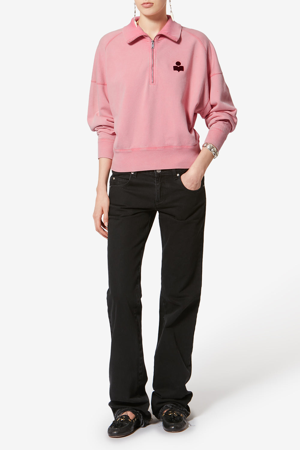 Felpa ross in cotone con collo alto - Bubblegum-burgundy - Woman - 2