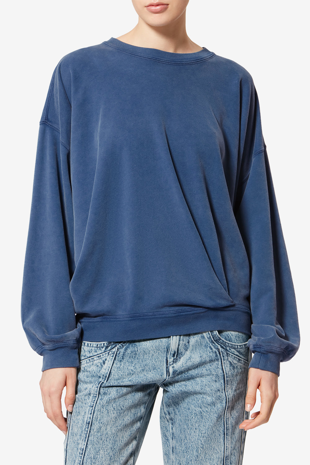 Sauria washed cotton sweatshirt - Indigo - Woman - 4
