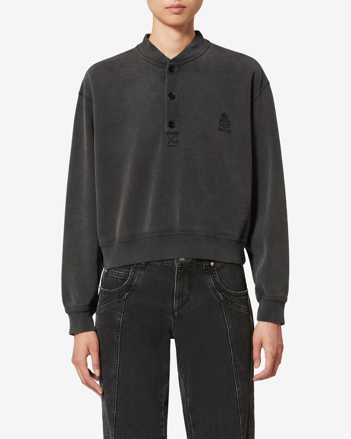 Simony ロゴ コットン スウェットシャツ - ウォッシュドブラック - Woman - 3