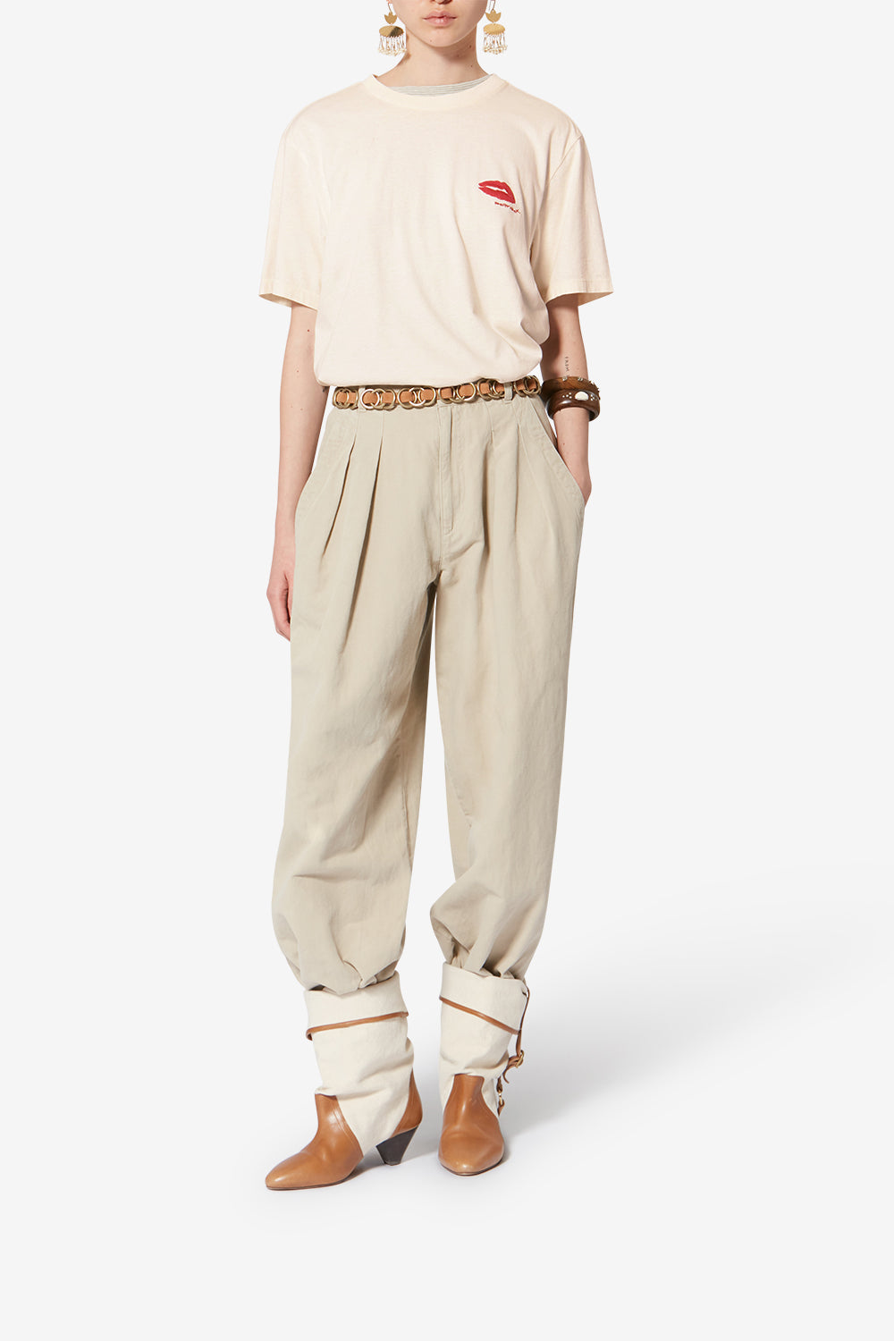 Zewel cotton t-shirt with logo - Ecru - Woman - 2