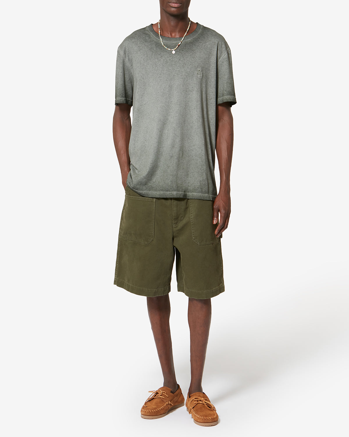 Kurzarm-t-shirt honoré aus verwaschener baumwolle mit vintage-touch - Khaki - Man - 1