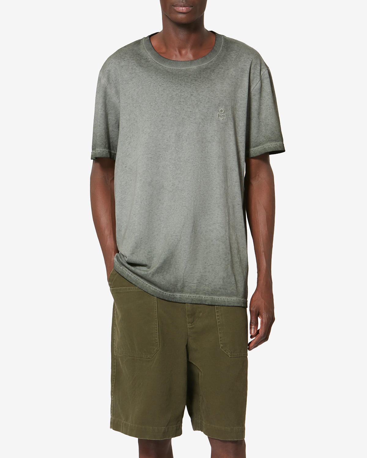 Kurzarm-t-shirt honoré aus verwaschener baumwolle mit vintage-touch - Khaki - Man - 3