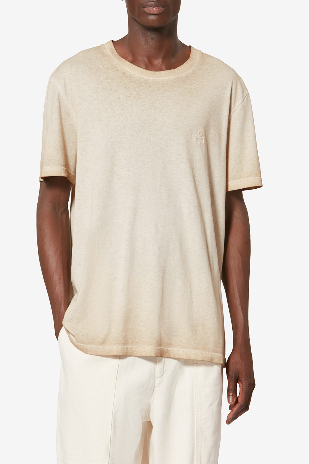 Honoré 워싱 마감 빈티지 코튼 쇼트 슬리브 티셔츠 - 베이지색 - Man - 4