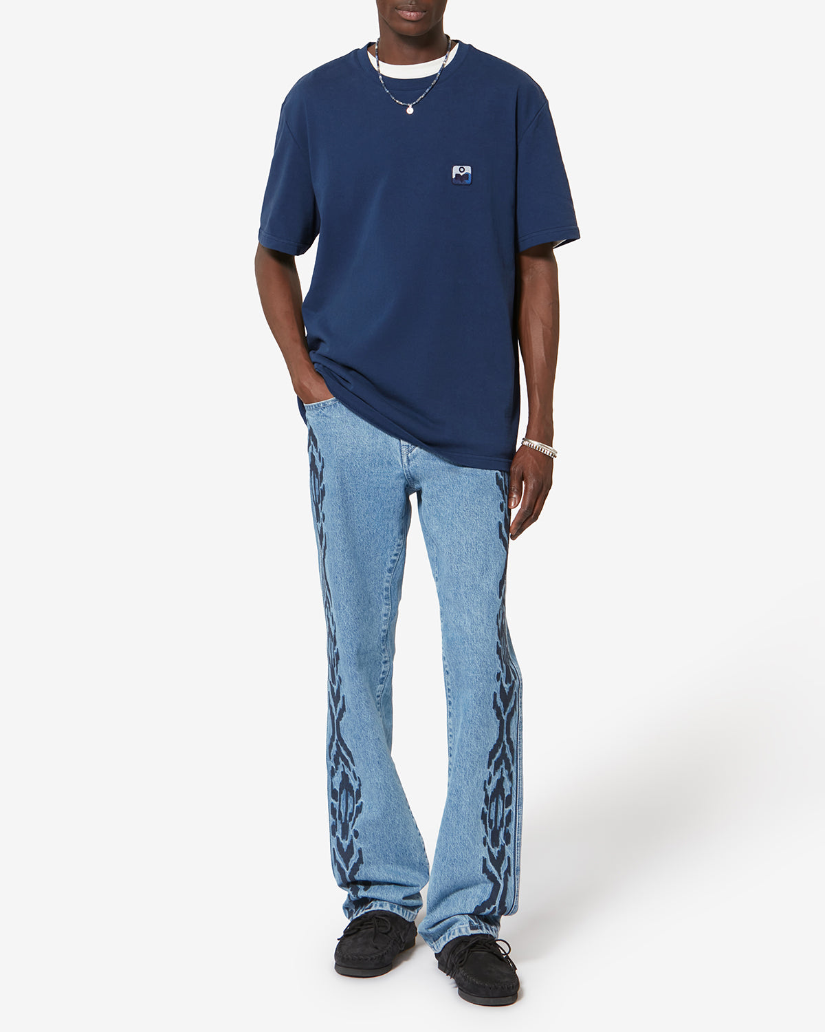 Hugo short-sleeve cotton t-shirt with patch - Indigo - Man - 1