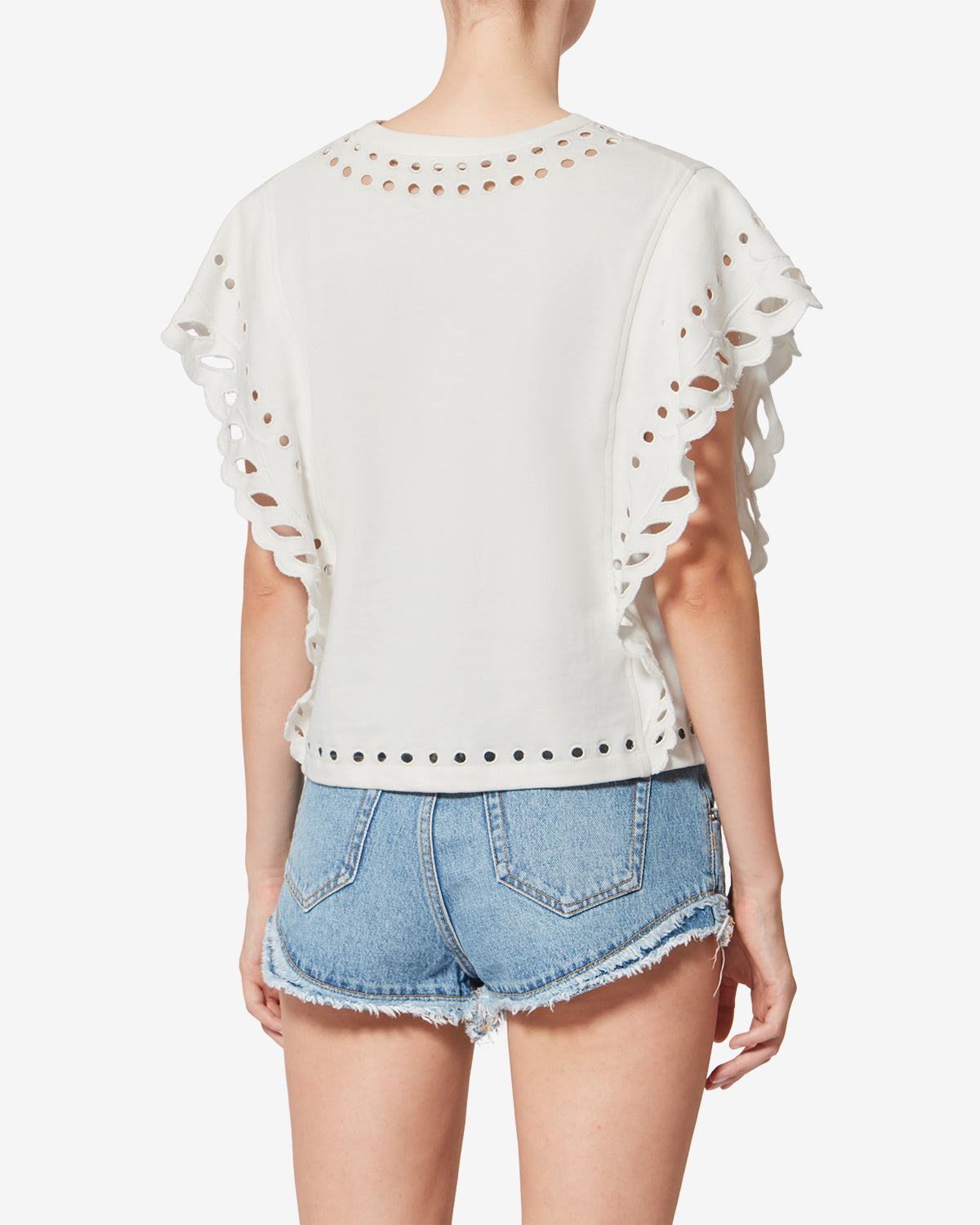 isabel marant刺繍入りホワイト半袖ブラウス ODYLE T-SHIRT Woman ecru | ISABEL MARANT Official online store