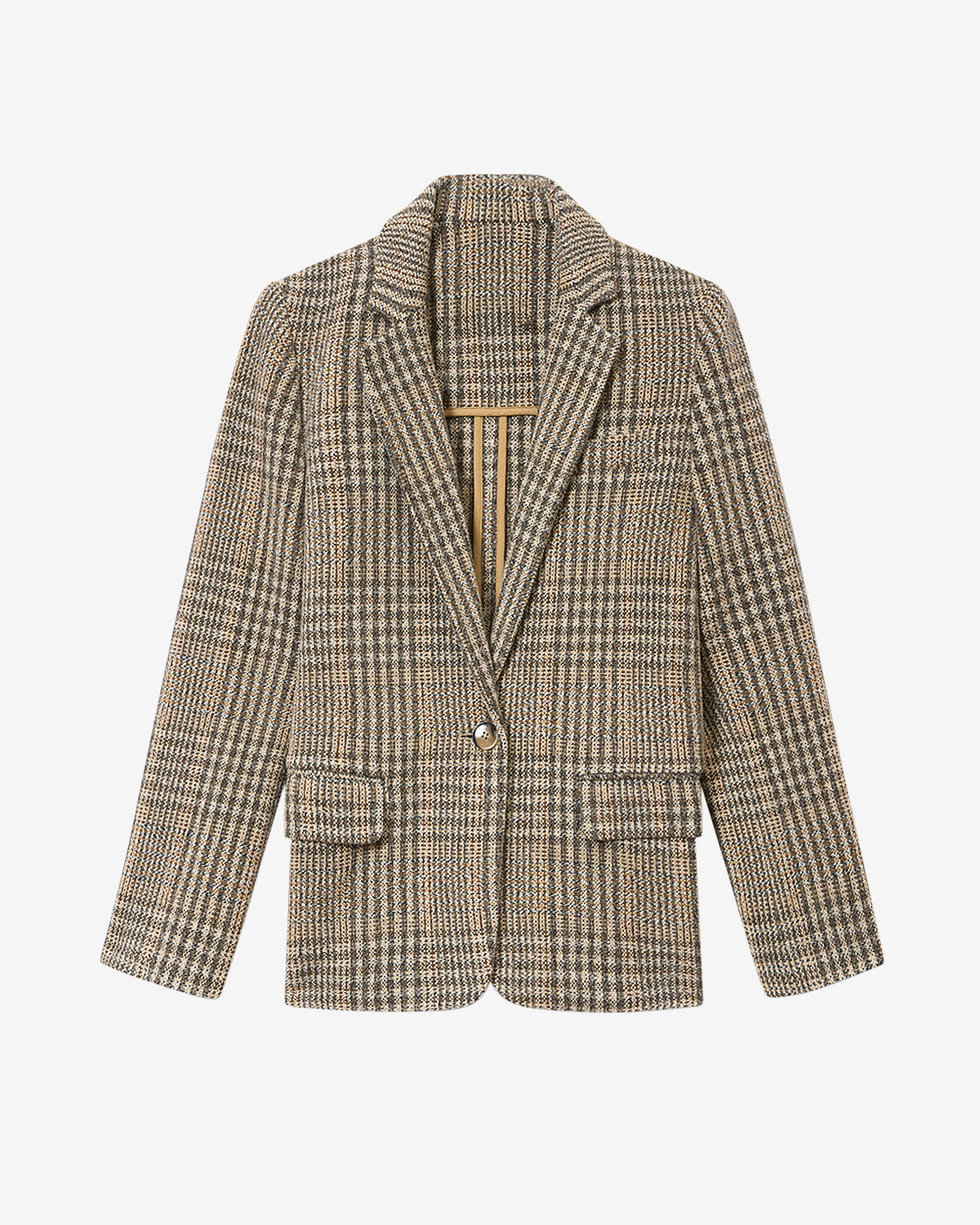 Charlyne checkered virgin wool jacket - Beige - Woman - 5